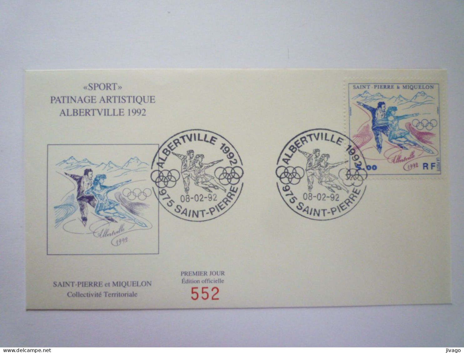 2023 - 1096  SAINT-PIERRE Et MIQUELON  -  1er JOUR  Du  8  -  2  -  1992    XXX - Lettres & Documents