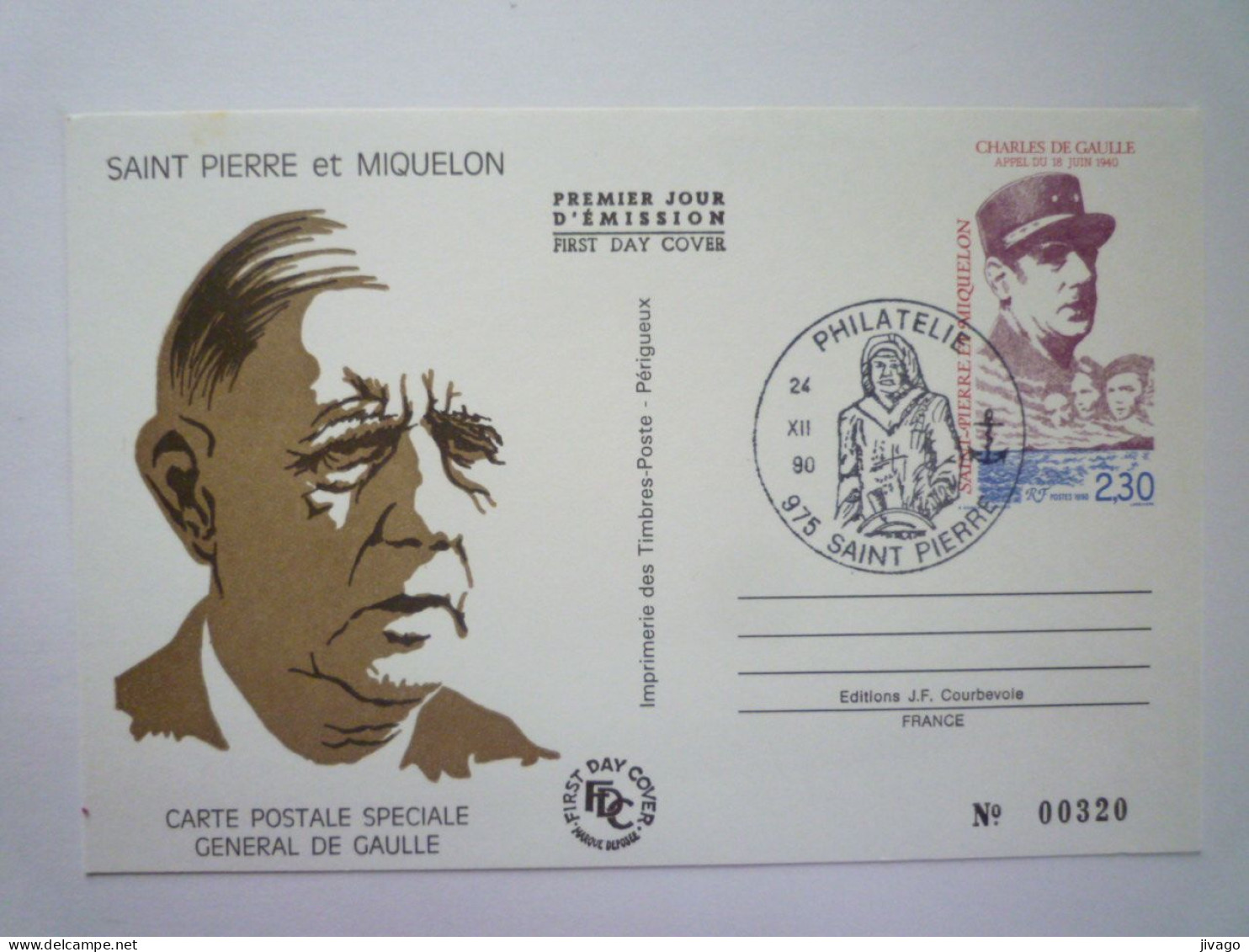 2023 - 1102  SAINT-PIERRE Et MIQUELON  -  ENTIER POSTAL  Du 24  -  XII  -  1990    XXX - Entiers Postaux