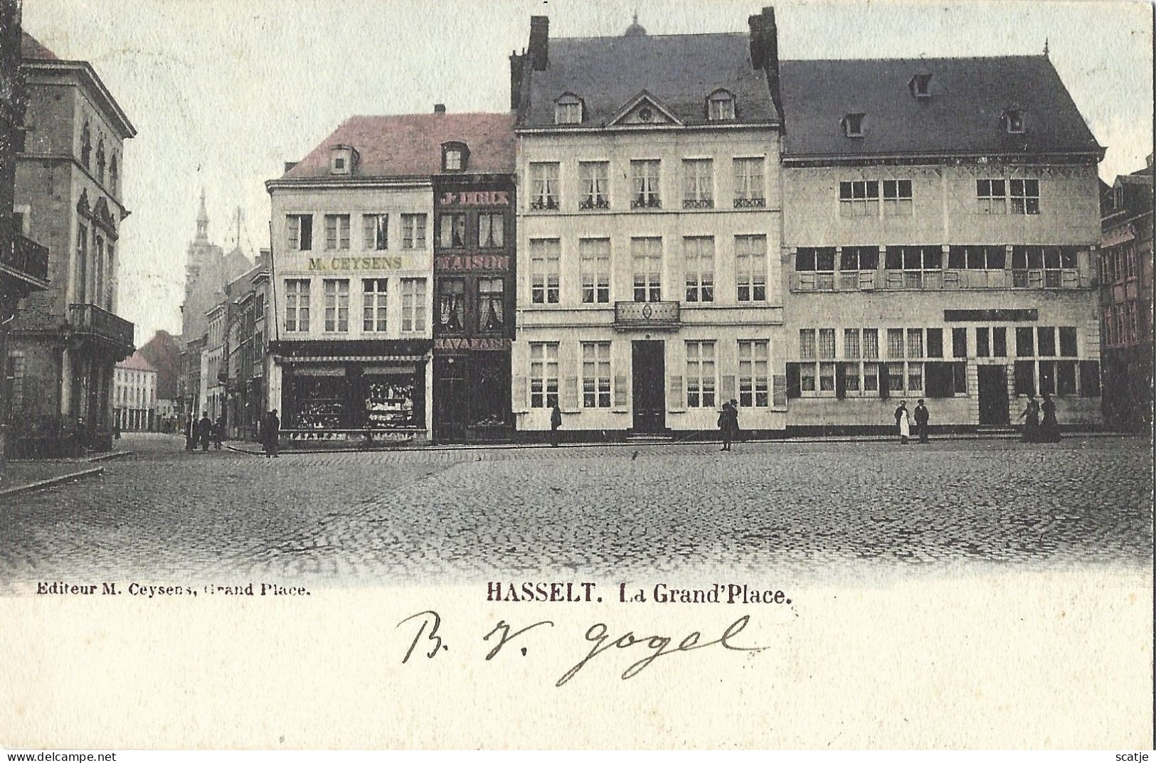 Hasselt.   -   La Grand'Place.   -   PRACHTIGE GEKLEURDE KAART!   -   1902   Naar   Vlissingen - Hasselt