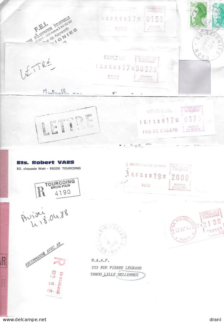 Vignettes (21) D'Affranchissement Sur Enveloppe - Distributeur - 1969 Montgeron – Papel Blanco – Frama/Satas