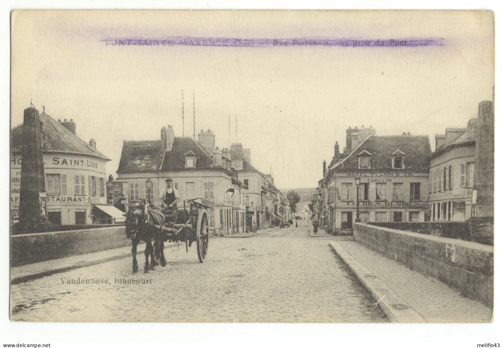 60/CPA A - Pont Sainte MAxence - Rue Pérronnet, Vue Prise Du Pont (Attelage) - Pont Sainte Maxence