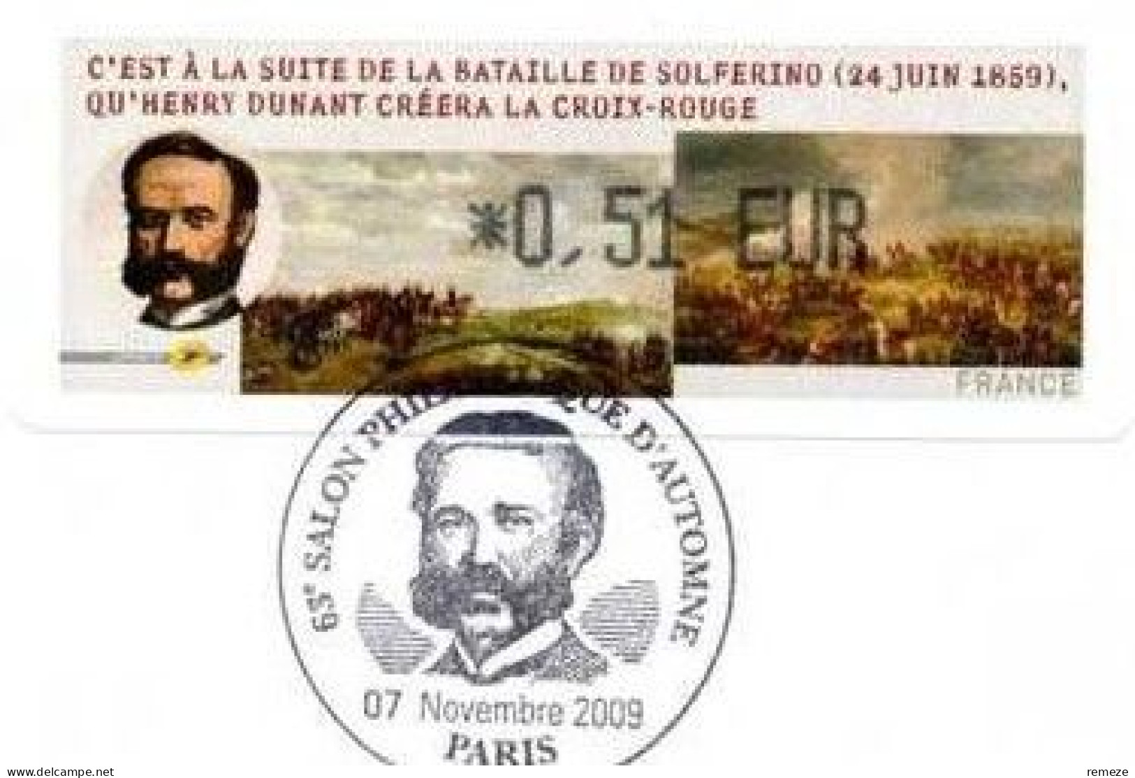 LISA - 2009  - Croix Rouge Henry Dunant  ( 0.56€ Sur Enveloppe Avec Cachet 1er Jour ) + Recu - 1999-2009 Illustrated Franking Labels