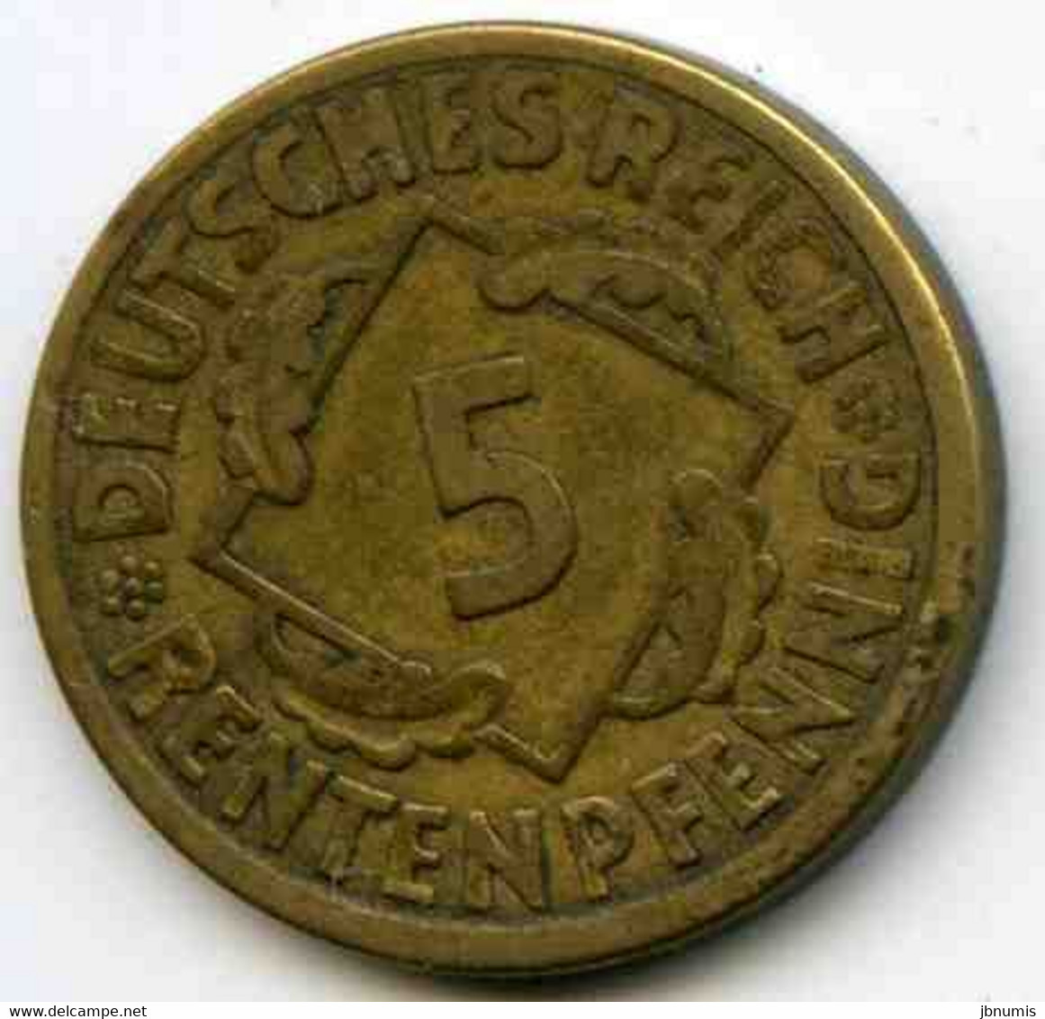 Allemagne Germany 5 Rentenpfennig 1924 A J 308 KM 32 - 5 Rentenpfennig & 5 Reichspfennig