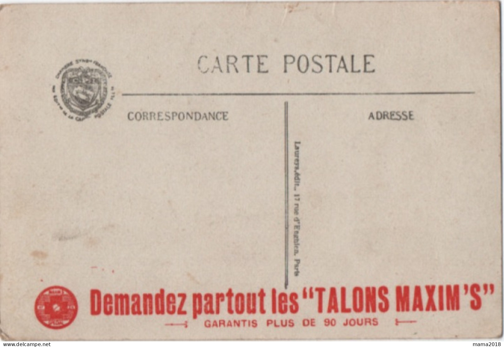 Zeppelin 1916     Verso  Demandez  Les ( Talons MAXIM'S ) - Accidentes