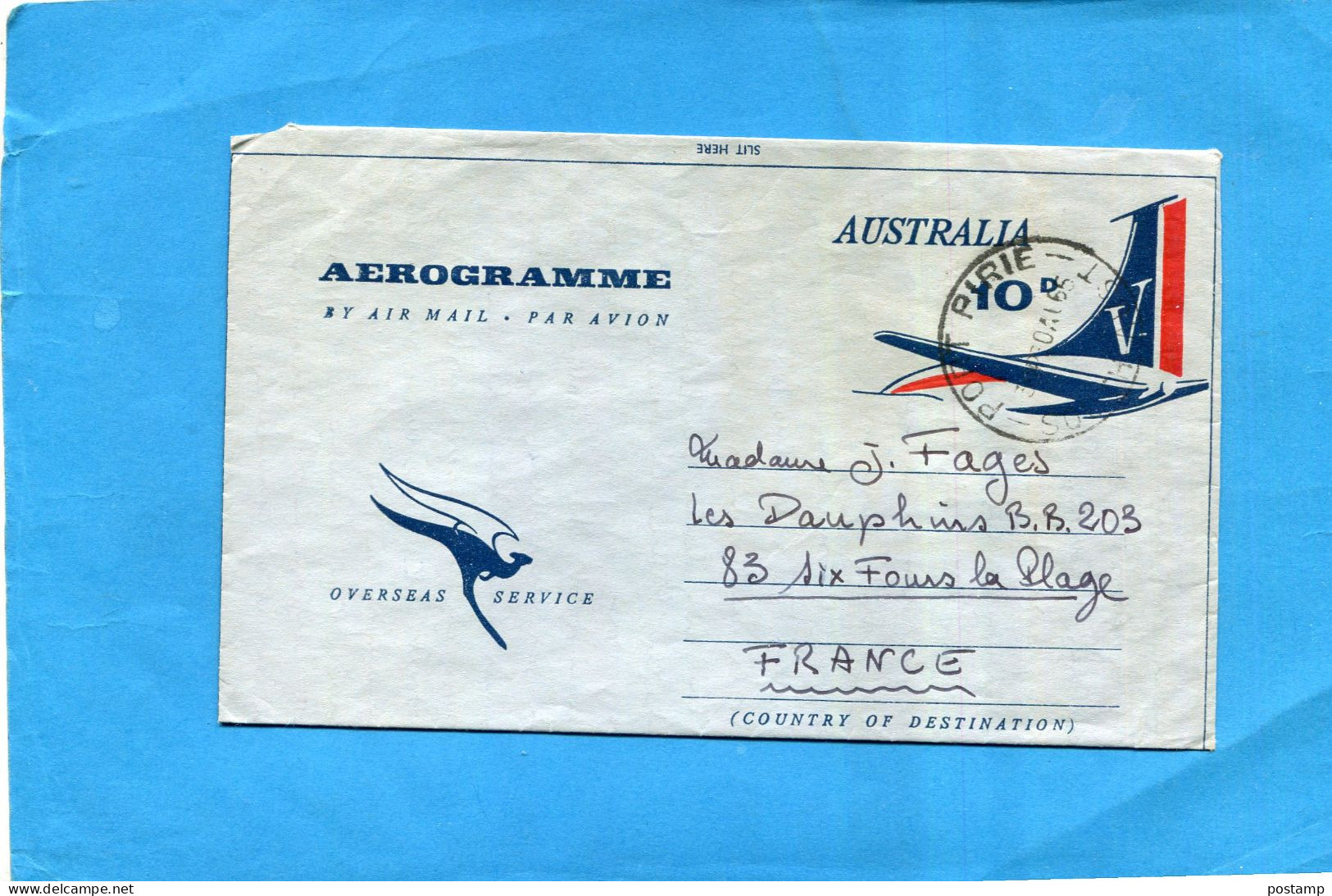 AEROGRAMME-AUSTRALIE-cad Port Pirie-1965 Pour Françe - Aerogrammi