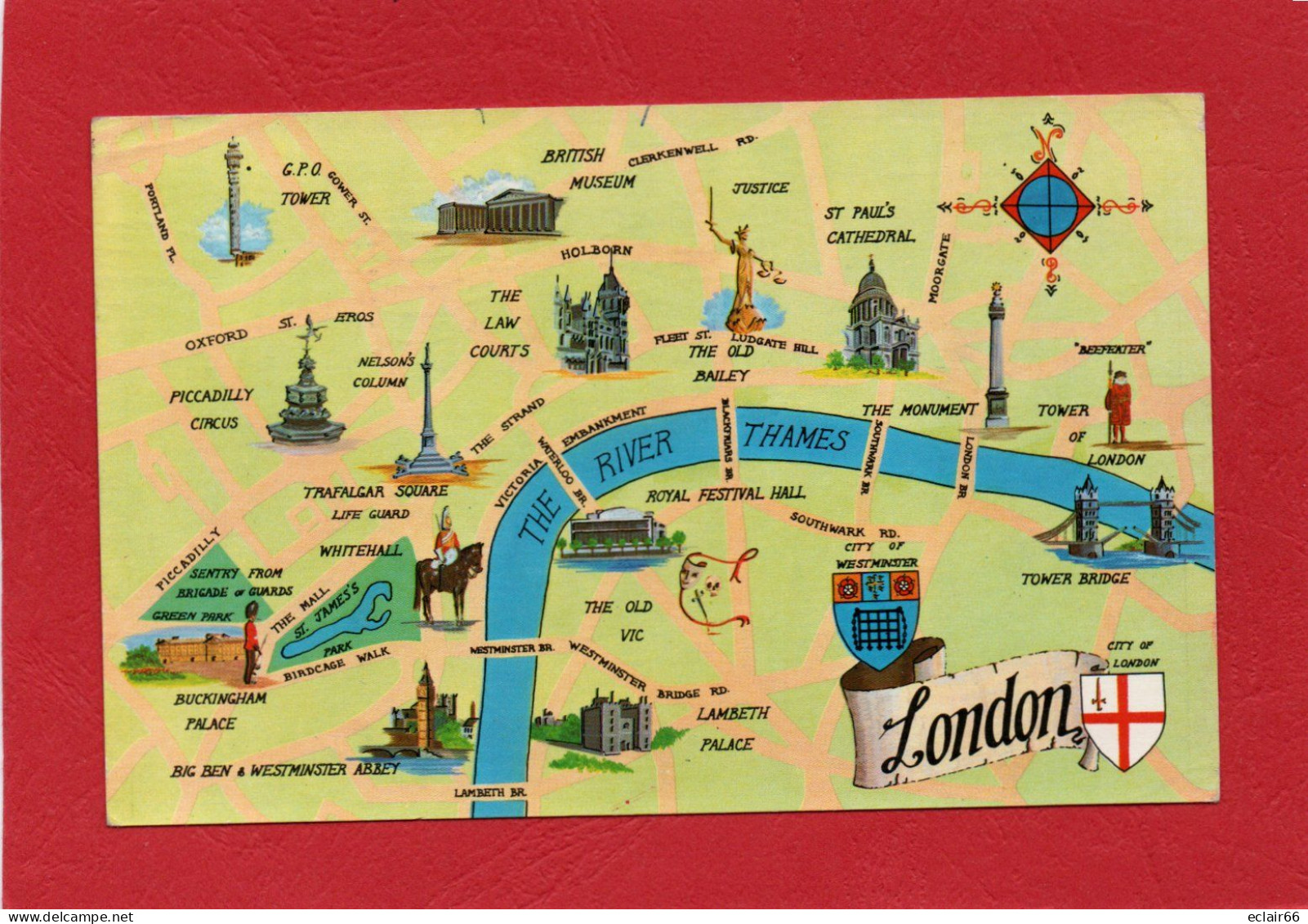 -LONDON--MULTIVUES-THE RIVER-THE THAMES-CORONATION STONE-MARKET PLACE-TOWING PATH & BRIDGE - River Thames