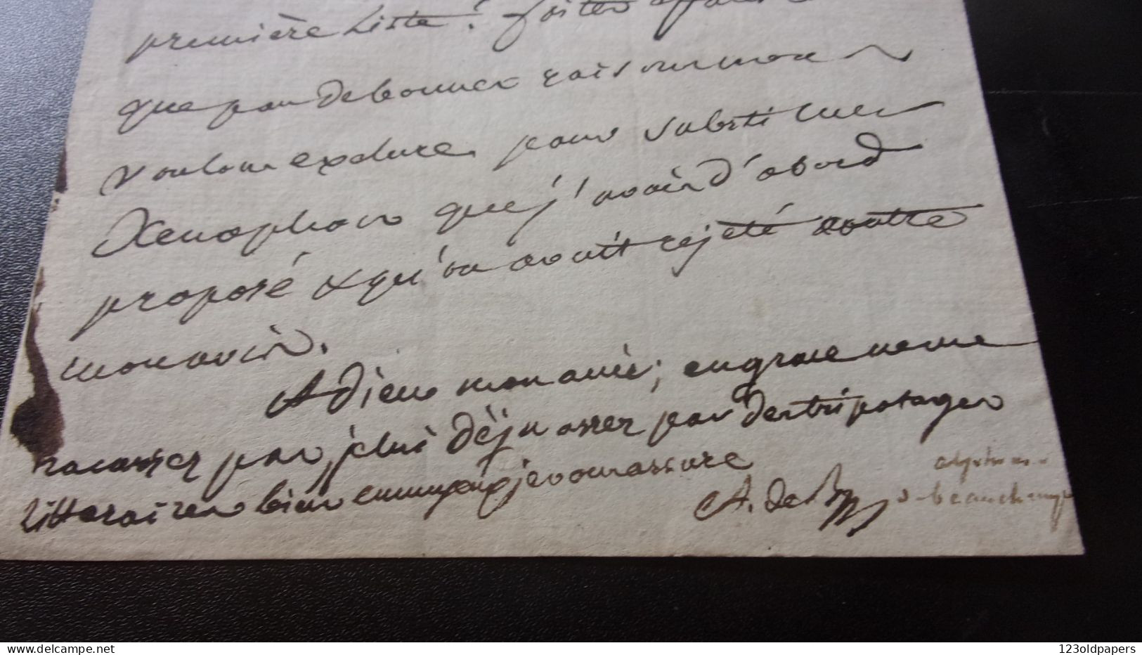 RARE 1812 LAS DE ALPHONSE DE BEAUCHAMPS VENDEEN A EYMERY LIBRAIRE PARIS CONCERNANT SON HISTOIRE DU BRESIL - Escritores