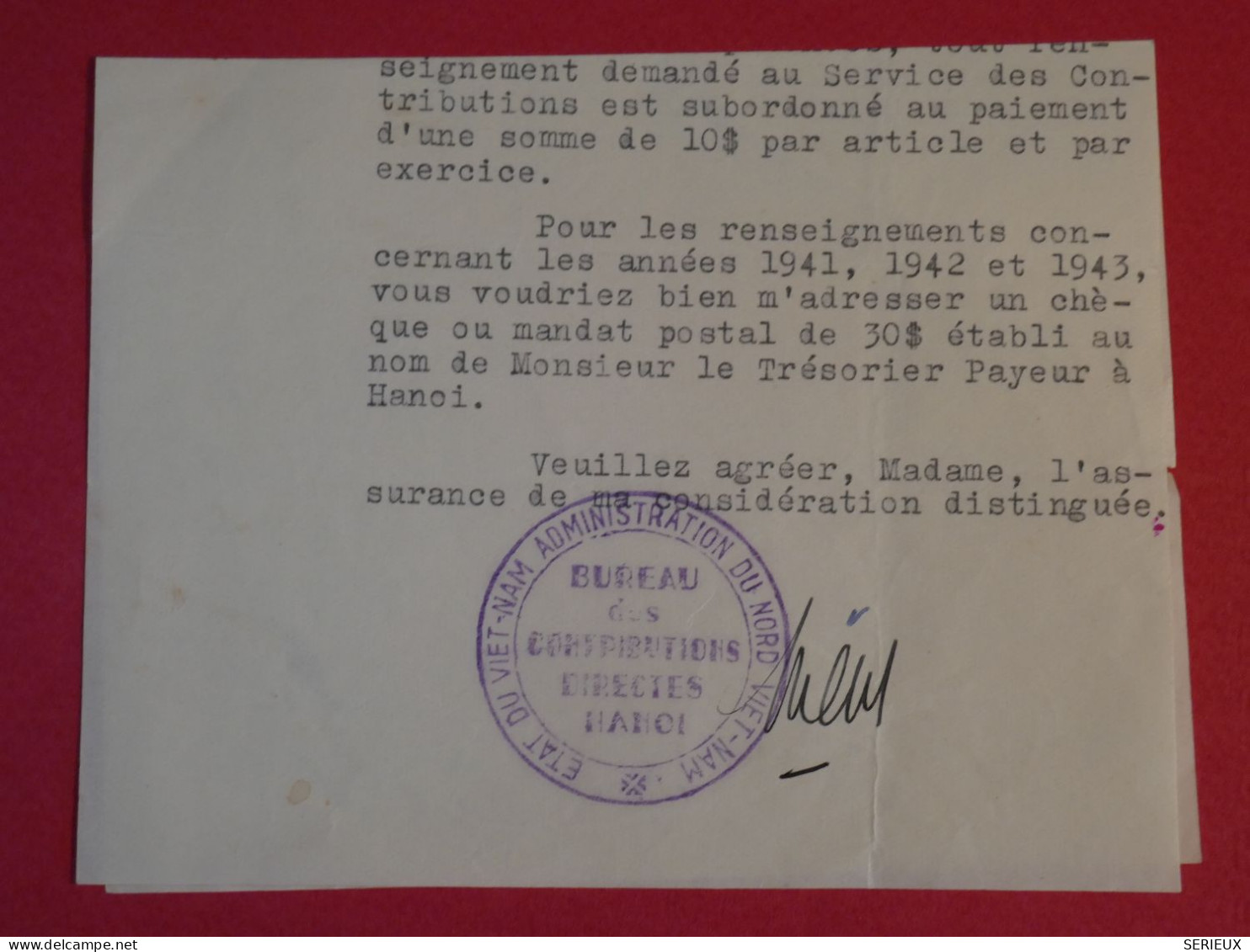 BT3  VIETNAM BELLE LETTRE D ETAT  1953 HANOI +INTERESSANT + - Unclassified