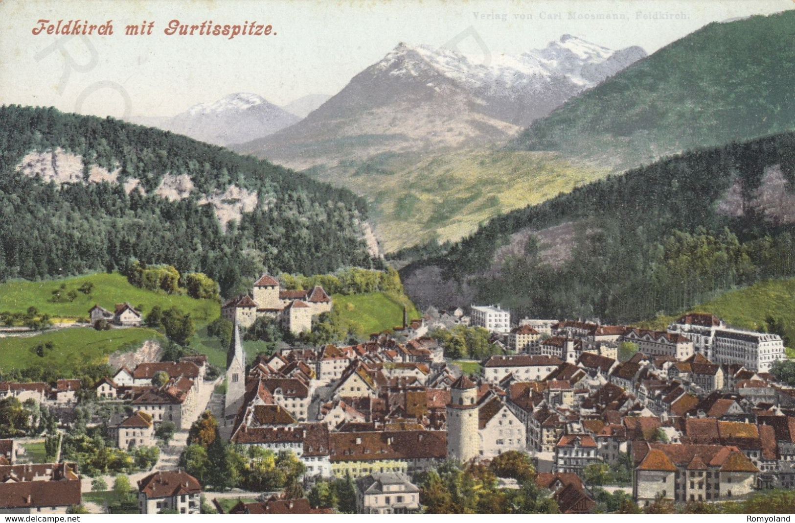 CARTOLINA  FELDKIRCH,VORARLBERG,AUSTRIA-FELDKIRCH MIT GURTISSPITZE-NON VIAGGIATA - Feldkirch