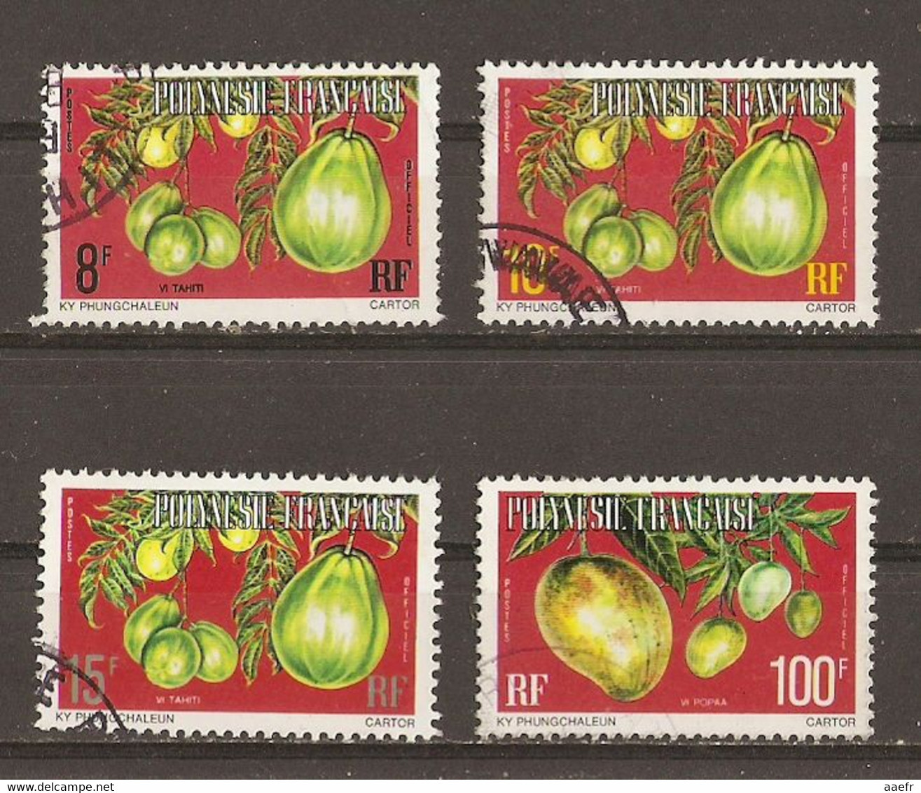 Polynésie Française 1977 - Fruits - Petit Lot De 4 Timbres° De Service - Dienstzegels