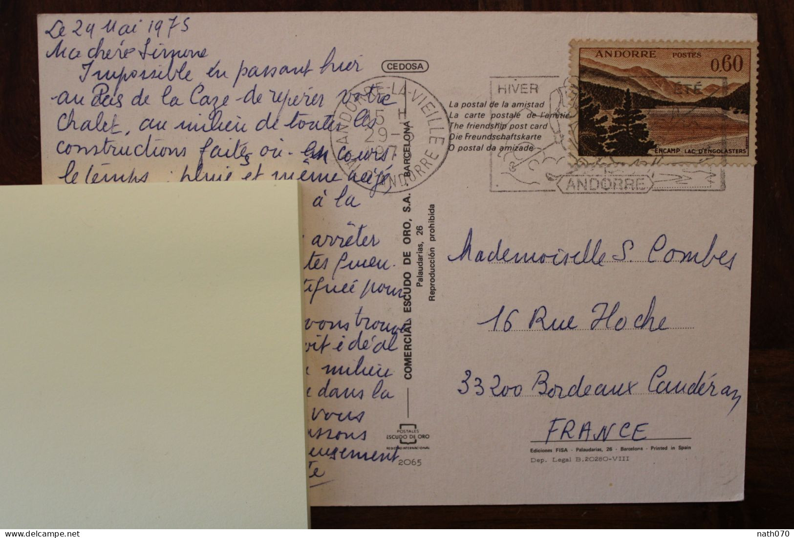 1975 Cpa Andorre Cover Vallées D'Andorre Andorra - Lettres & Documents