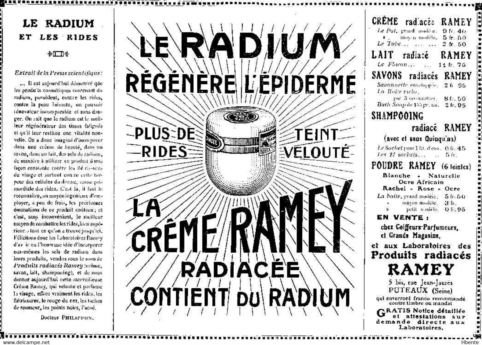 Crème Ramey Radium Publicité - Advertising (Photo) - Gegenstände
