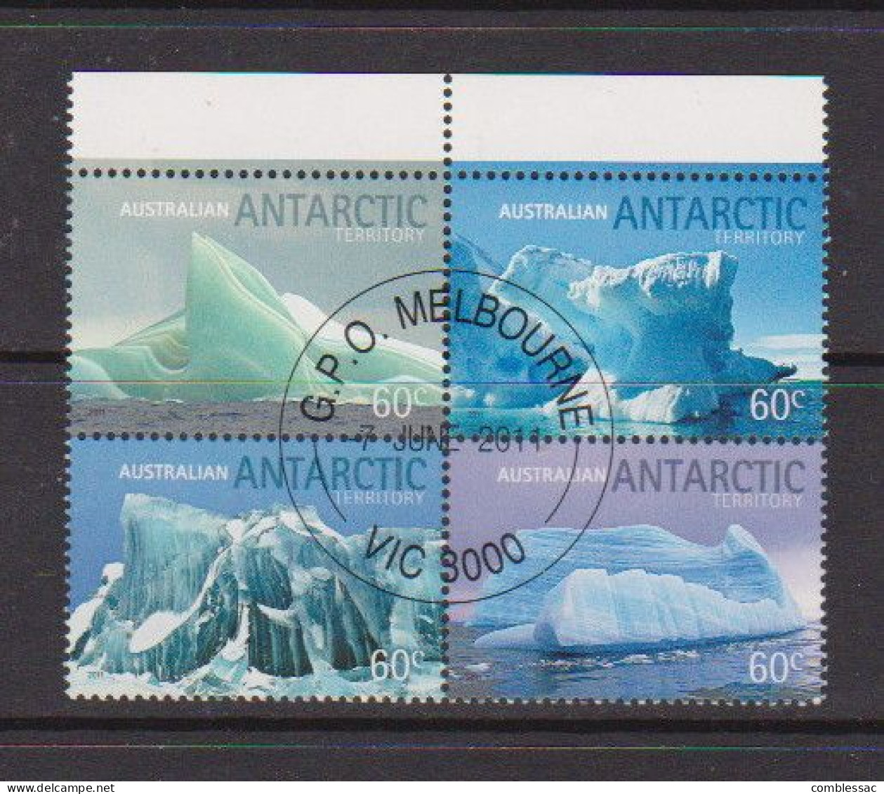 AUSTRALIAN  ANTARCTIC  TERRITORY    2011    Icebergs    Block  Of  4    USED - Gebraucht