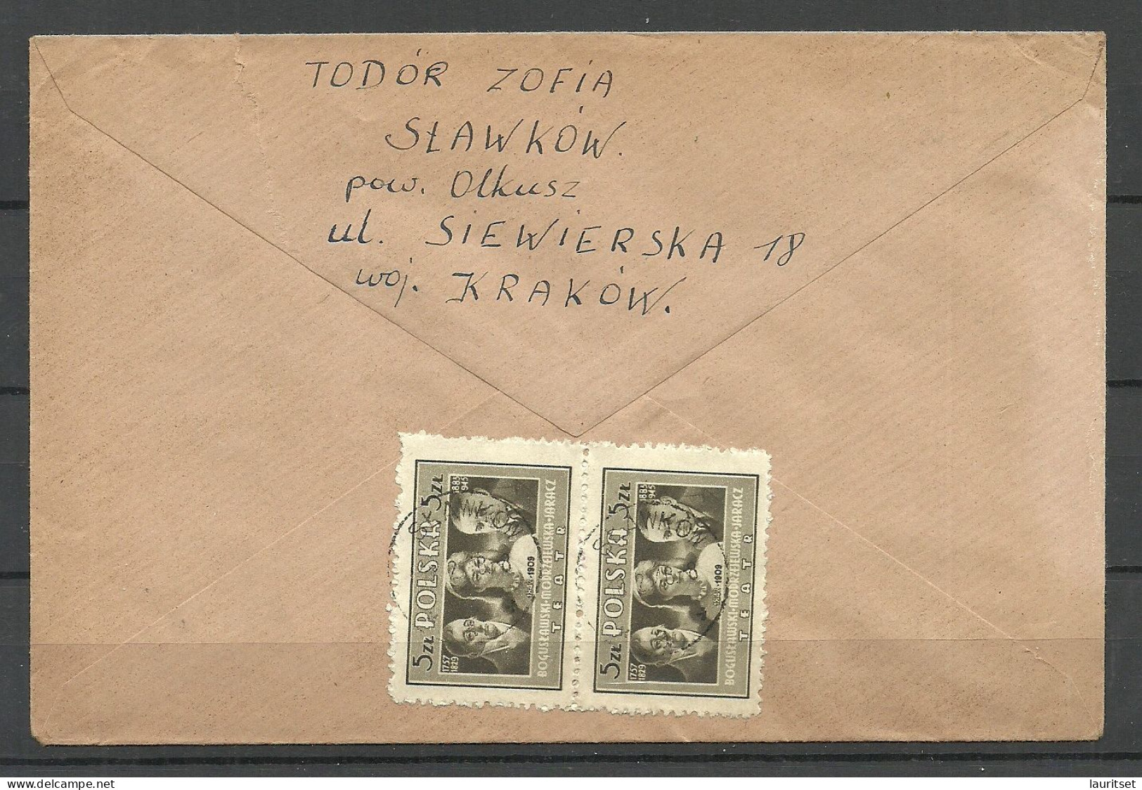 POLEN Poland 1948 Air Mail Cover O SLAWKOW To London Great Britain - Aviones