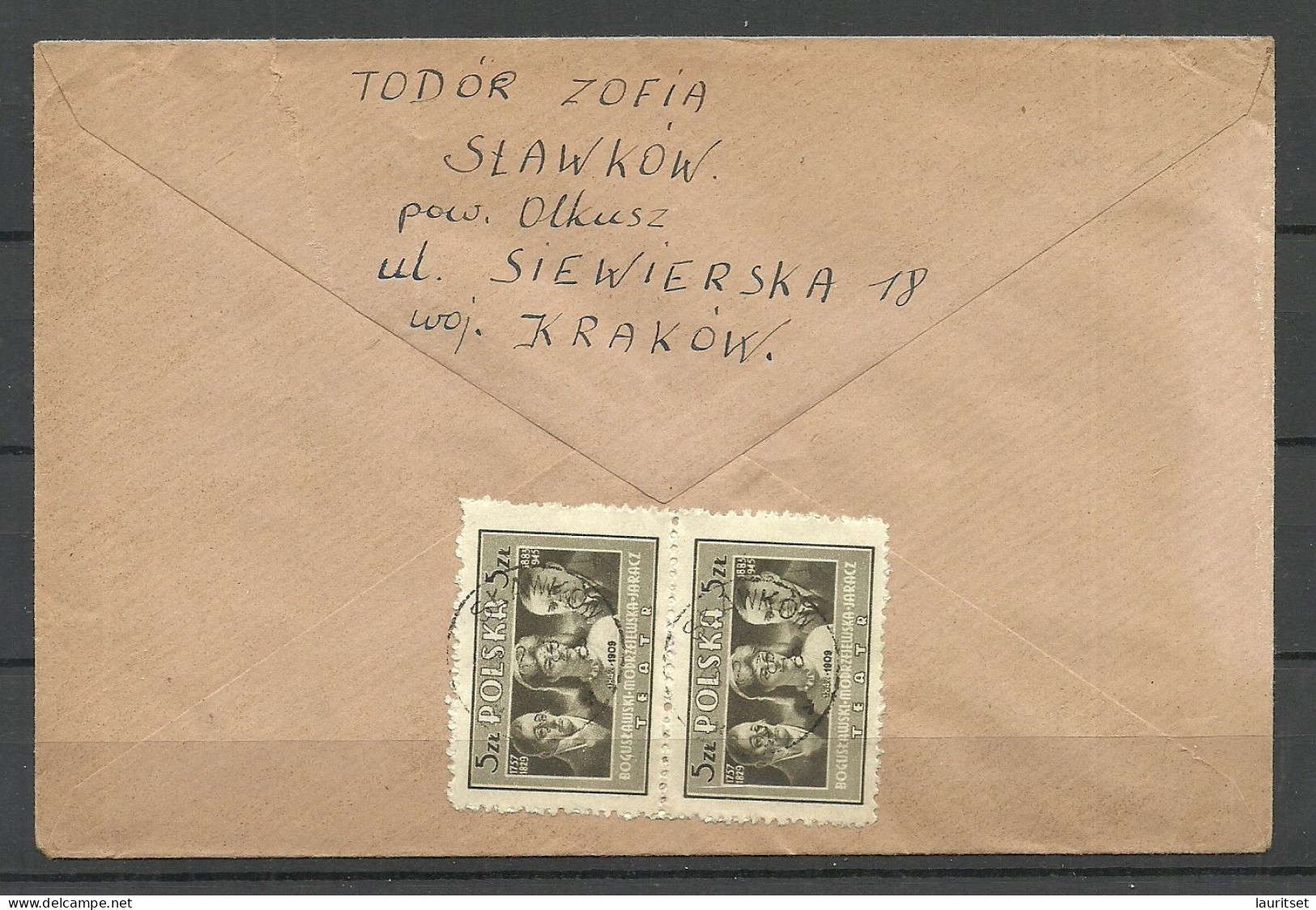 POLEN Poland 1948 Air Mail Cover O SLAWKOW To London Great Britain - Vliegtuigen