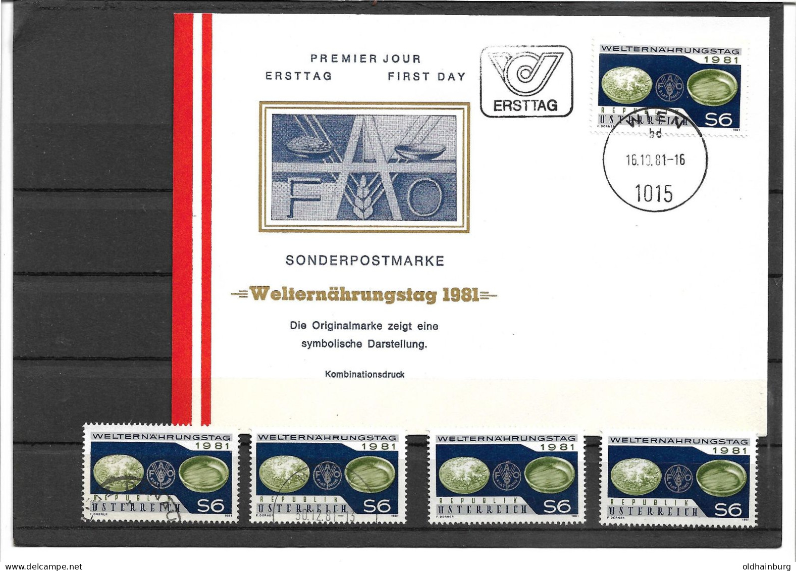 2321u: Österreich 1981, UNO- Mitläufer, WHO Welternährungsprogramm: FDC Plus 4 Marken **/o - Tegen De Honger