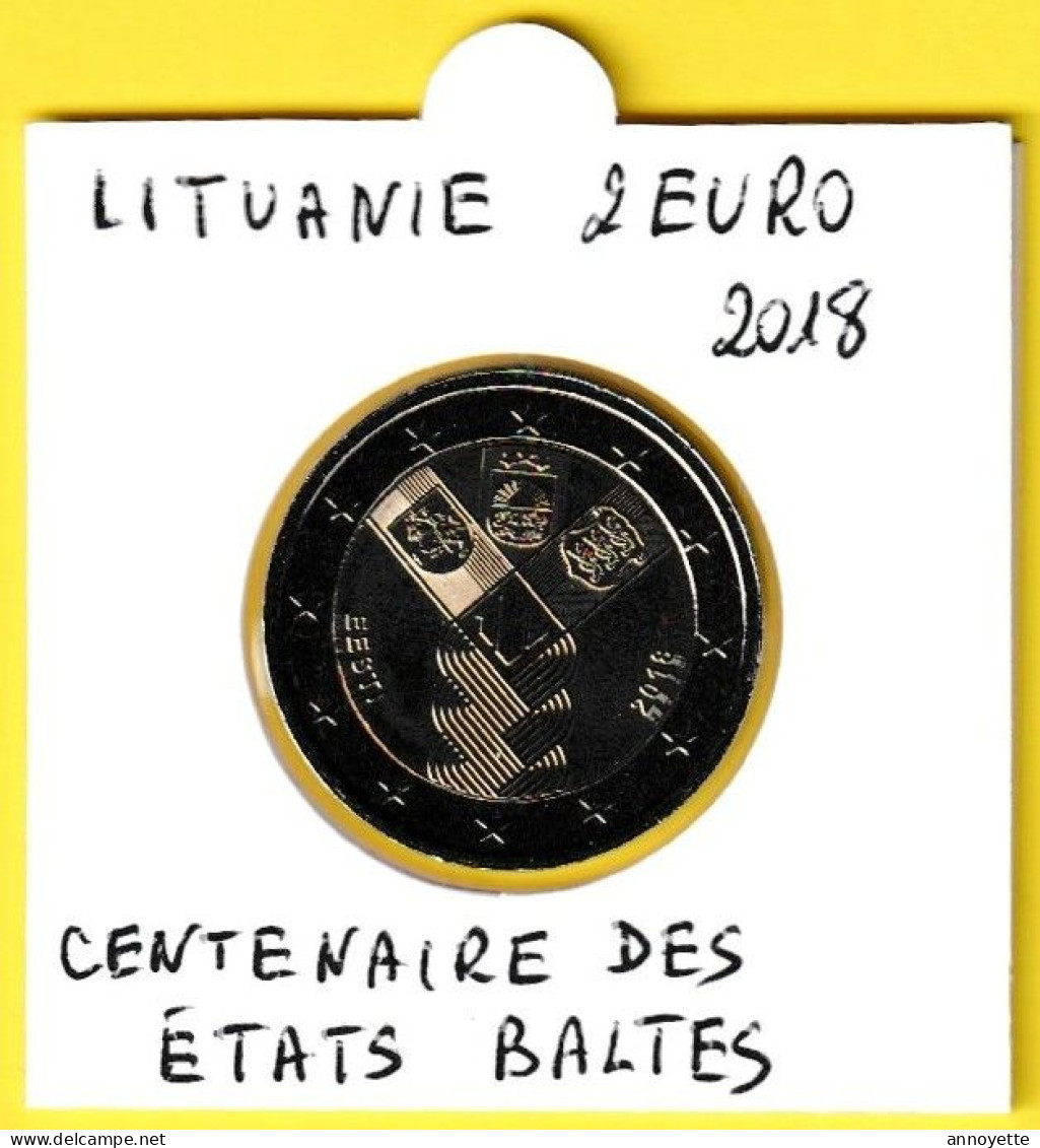 LITUANIE Commémorative 2 Euro - CENTENAIRE DE L'INDÉPENDANCE DES ÉTATS BALTES - 2018 - Lituania