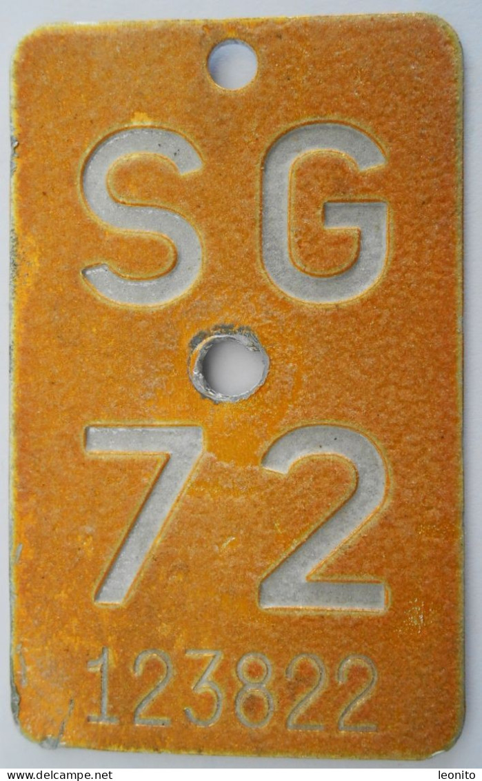 Velonummer Mofanummer St. Gallen SG 72 - Number Plates