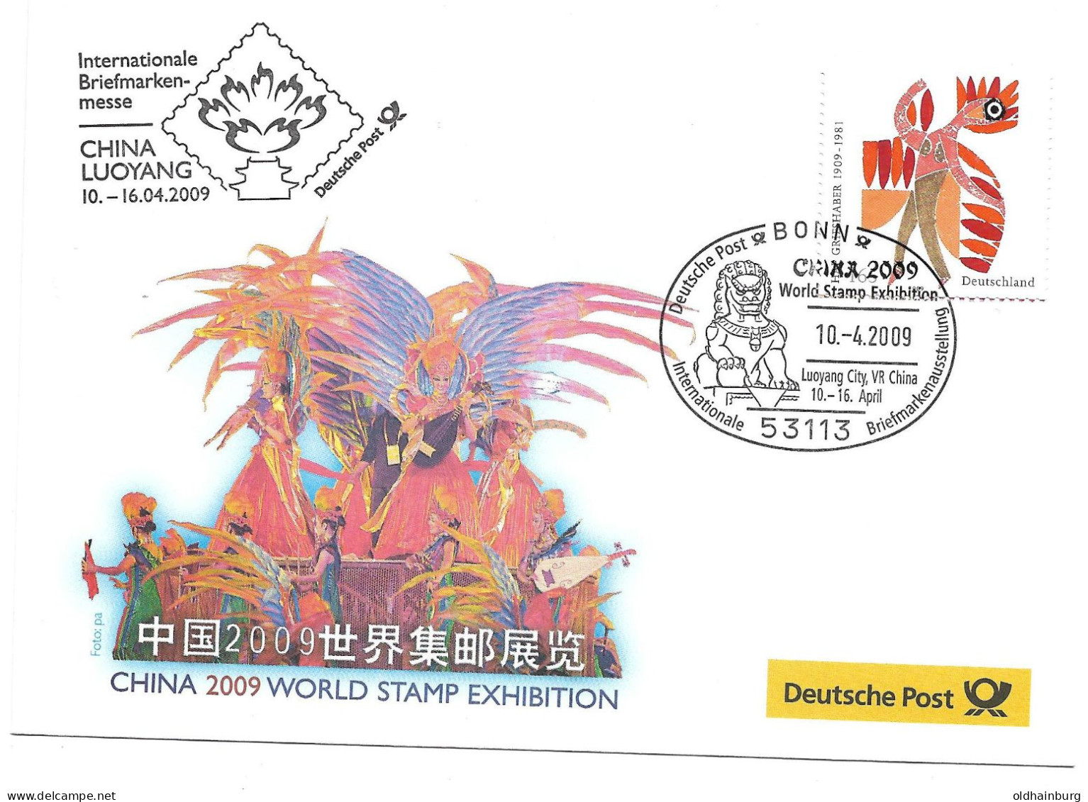 2319n: Ausstellungsbeleg Gest. Bonn 2009 Zur China World Stamp Exhibition Luoyang City - Covers & Documents