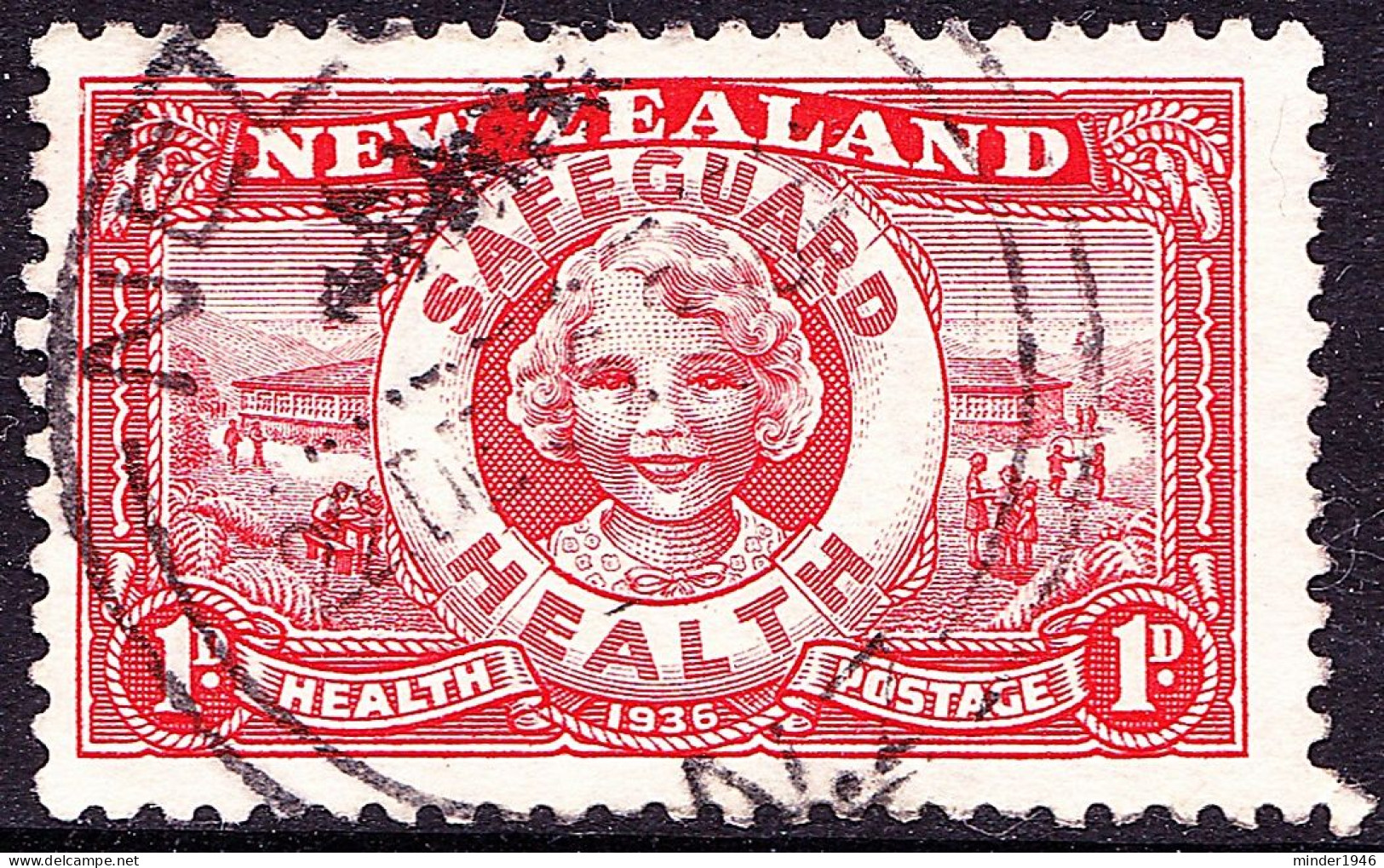 NEW ZEALAND 1936 1d + 1d Scarlet Health Camp SG598 Used - Oblitérés