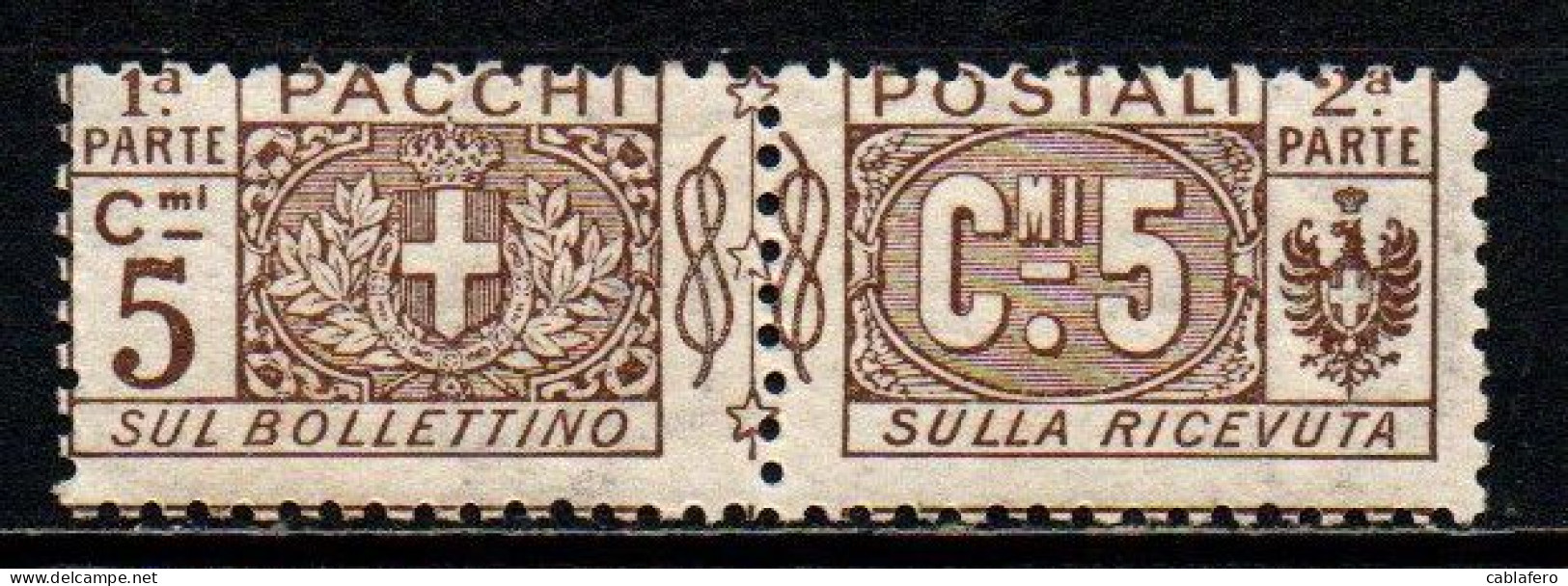 ITALIA REGNO - 1914 - STEMMA E CIFRA - 5 CENT. - MNH - Pacchi Postali