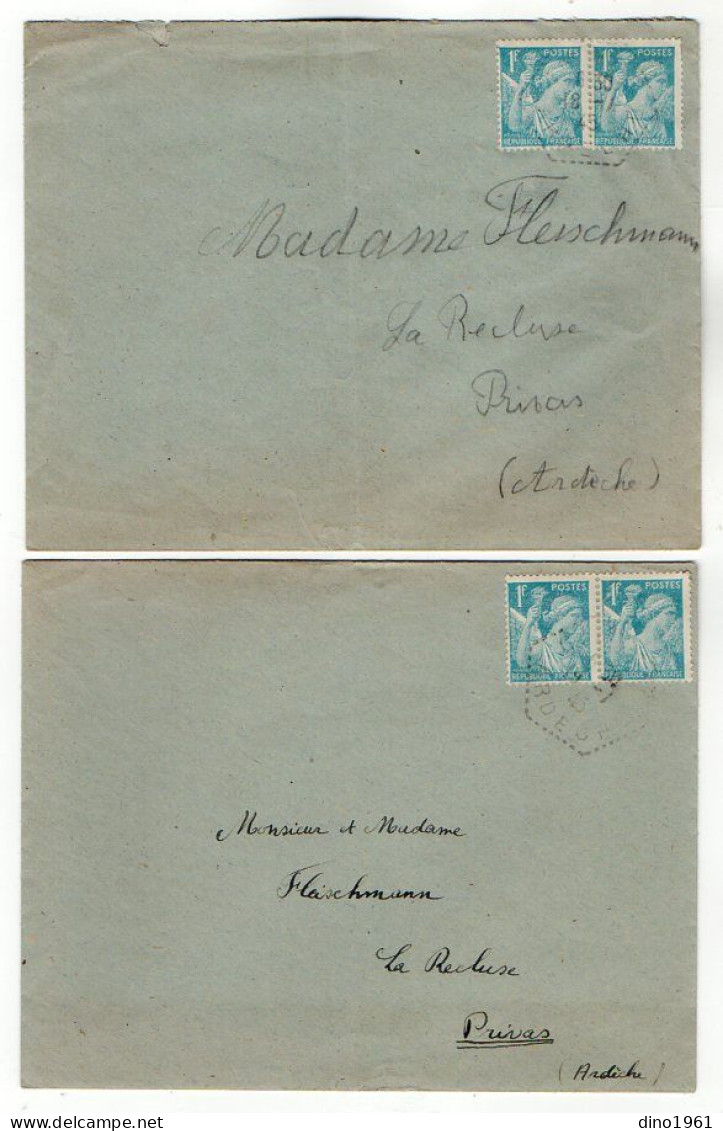 TB 4214 - 1945 - LAC - 2 Enveloppes & 1 Lettre - Mr M. FLEISCHMANN ( Scout ) à GILHAC Pour Mr & Mme FLEISCHMANN à PRIVAS - Storia Postale