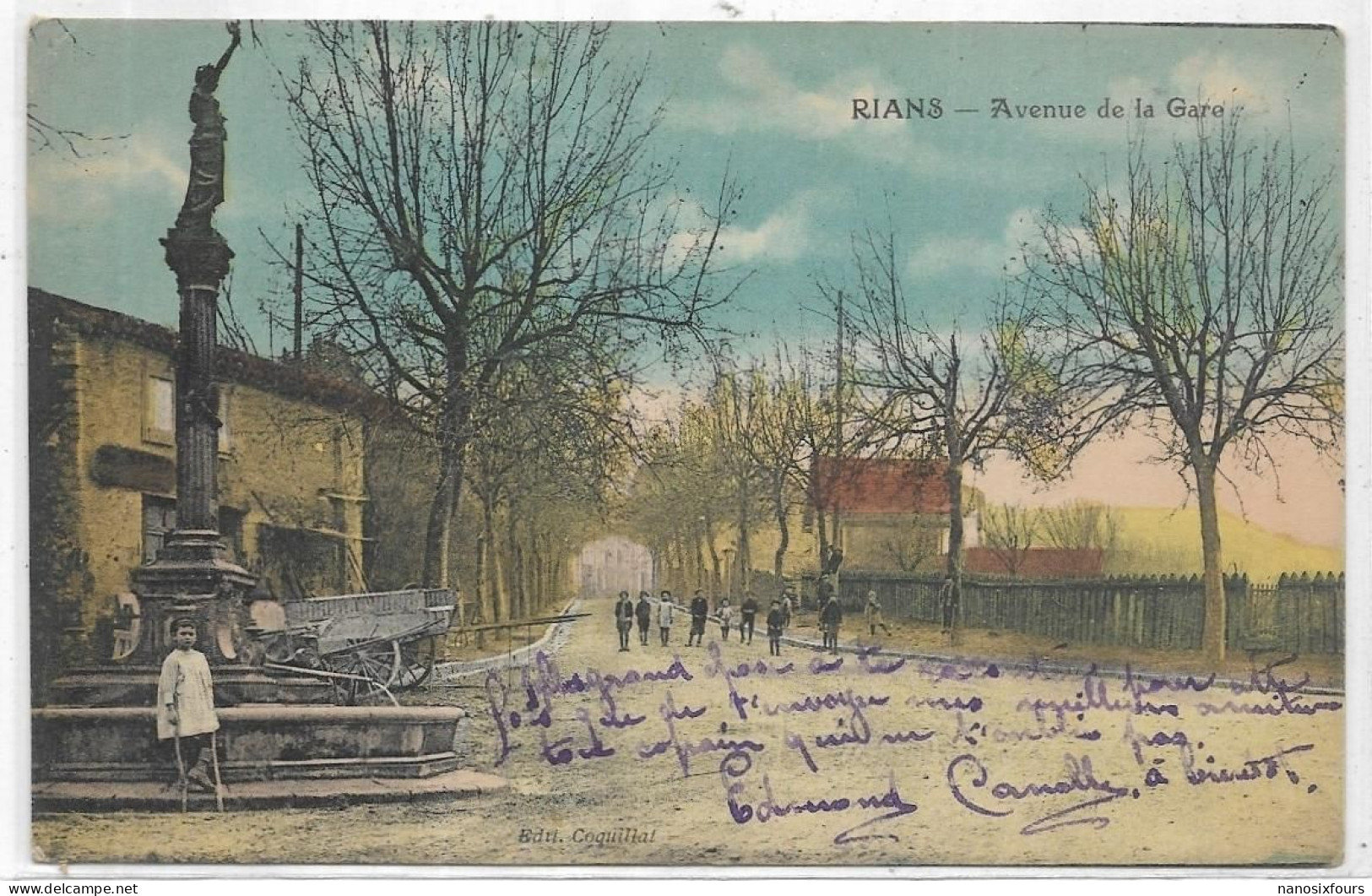 D 83. RIANS.AVENUE DE LA GARE CARTE ECRITE - Rians