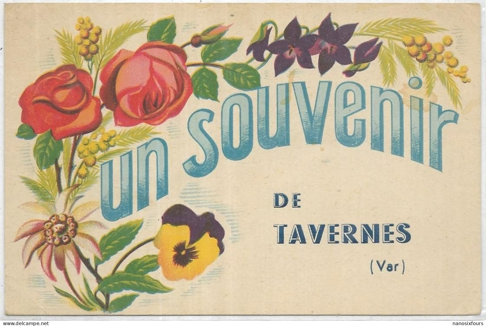 D 83. TAVERNES.  UN SOUVENIR.  CARTE ECRITE - Tavernes