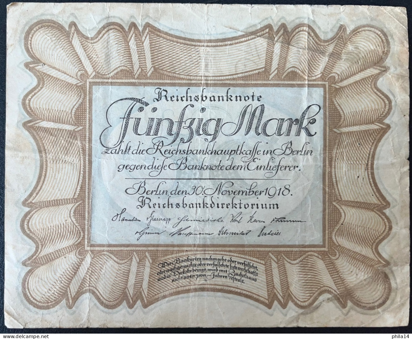 50 Mark - Funfzig Mark - 1918 Reichsbanknote - Germany / N° 545081 - 50 Mark