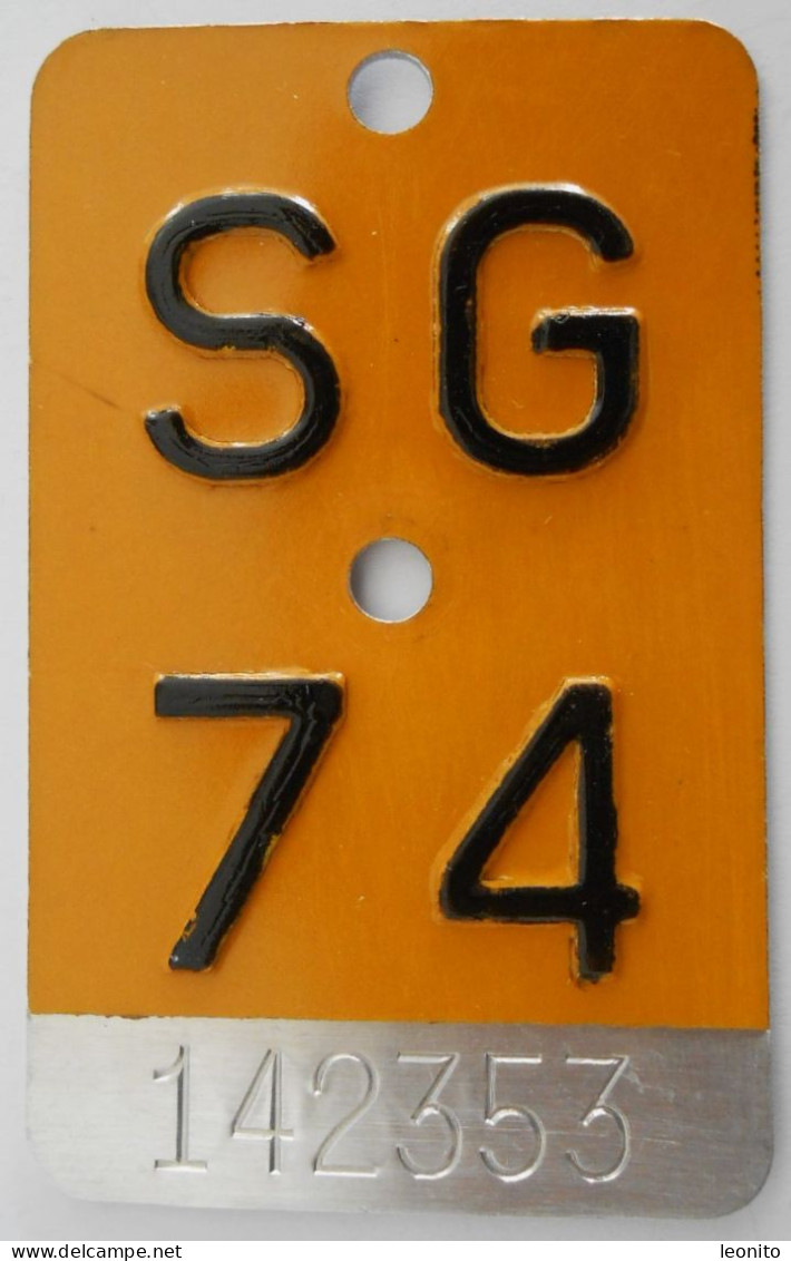 Velonummer Mofanummer St. Gallen SG 74 - Number Plates