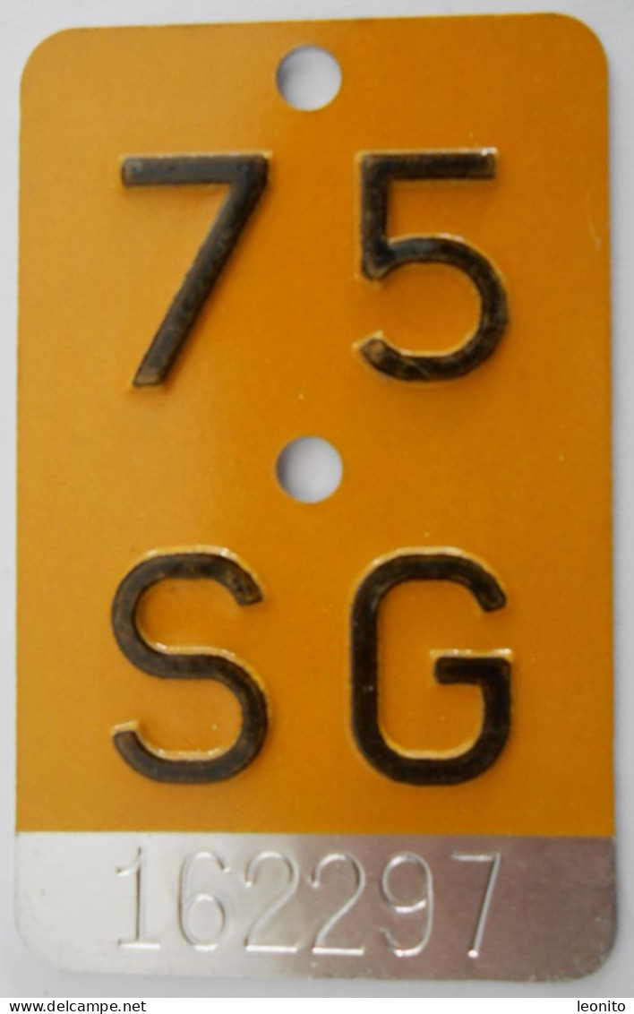 Velonummer Mofanummer St. Gallen SG 75 - Number Plates