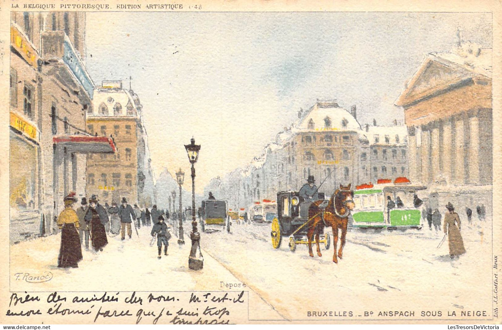 BELGIQUE - Bruxelles - Boulevard Anspach Sous La Neige- Carte Postale Ancienne - Prachtstraßen, Boulevards