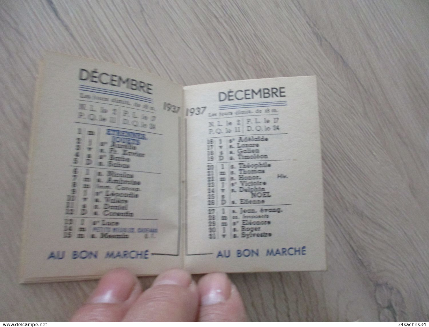 Calendrier  Pub Publicité Ancien Au Bon Marché Almanach 1937 - Petit Format : 1941-60