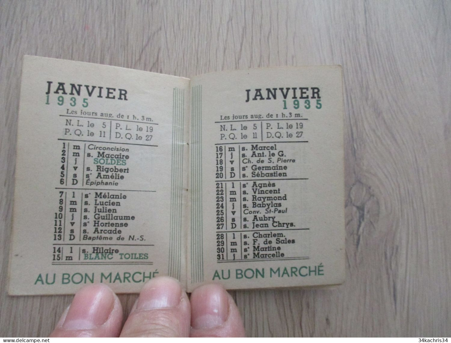 Calendrier  Pub Publicité Ancien Au Bon Marché Almanach 1935 - Klein Formaat: 1941-60