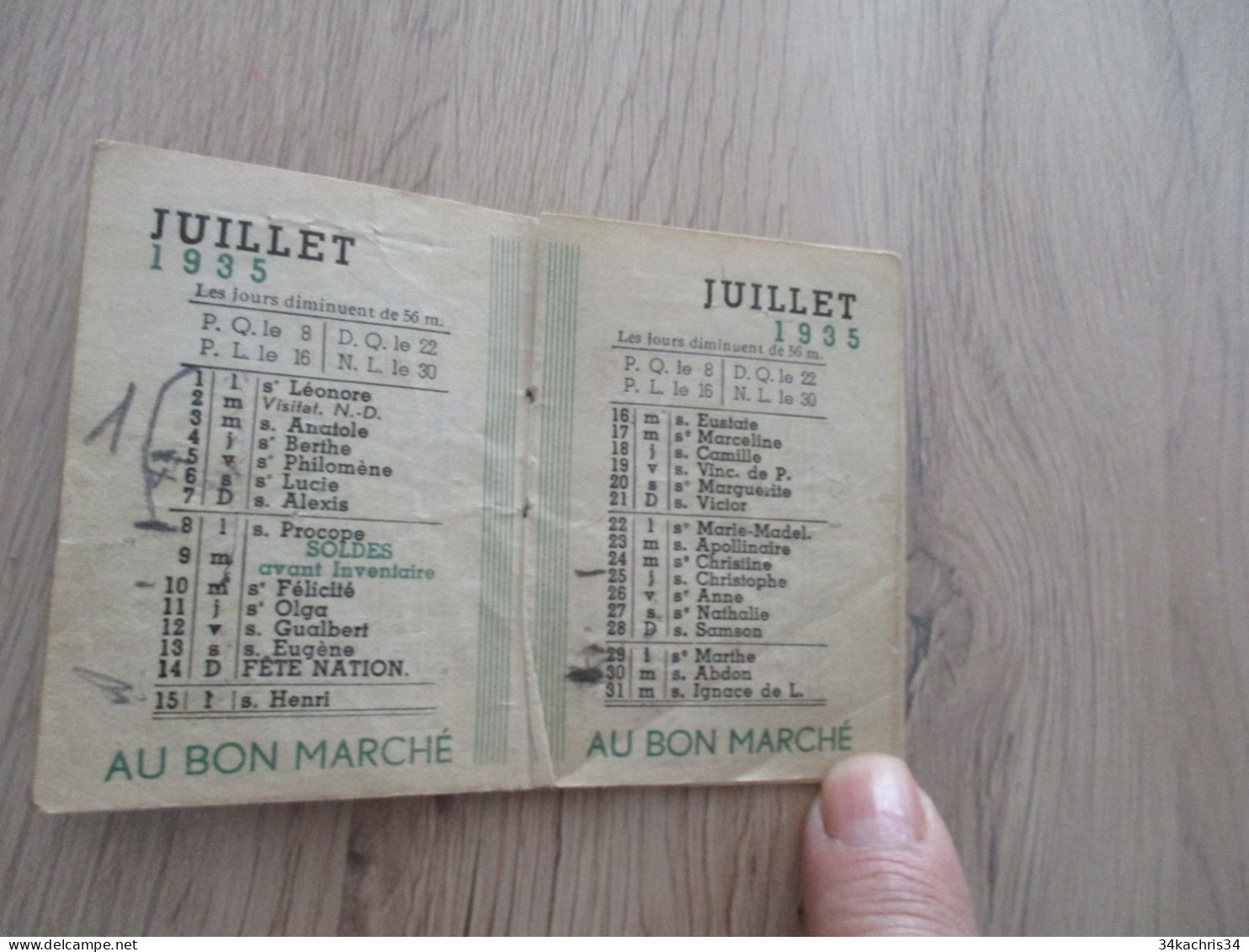 Calendrier  Pub Publicité Ancien Au Bon Marché Almanach 1935 - Small : 1941-60