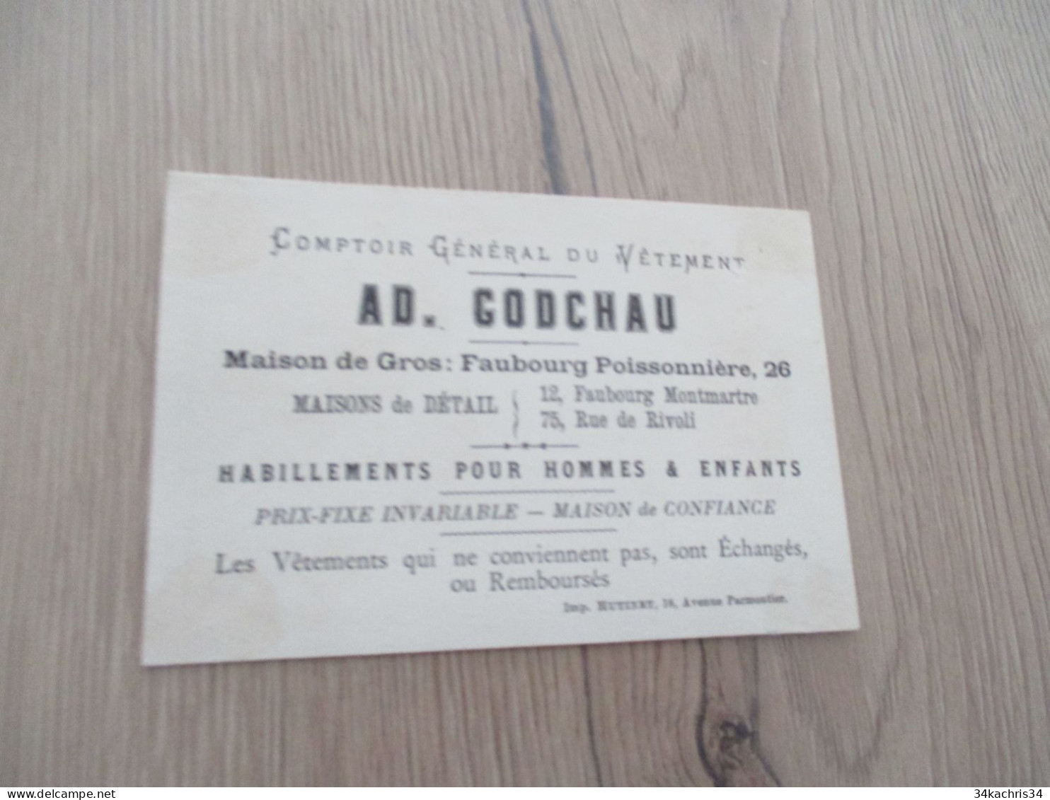 Chromo  Pub Publicité Ancien AD.Godchau Comptoir Général Du Vêtement Passeport Allemagne Deutschland - Other & Unclassified