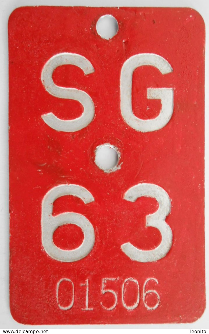 Velonummer St. Gallen SG 63 - Number Plates