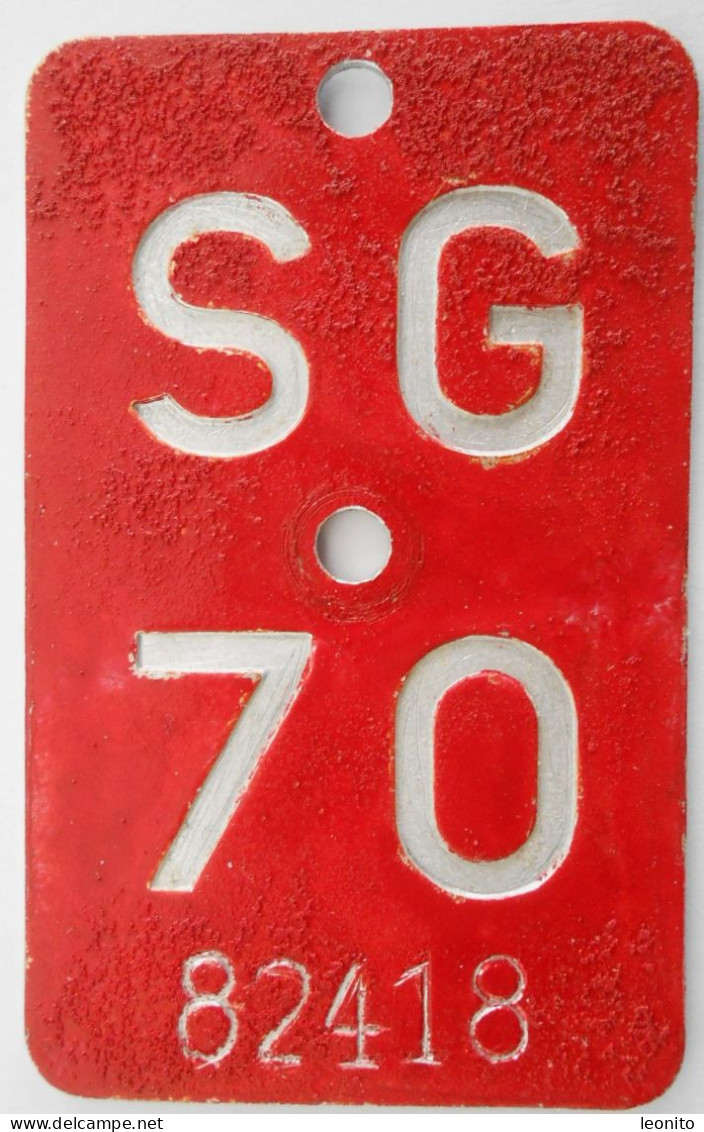 Velonummer St. Gallen SG 70 - Plaques D'immatriculation