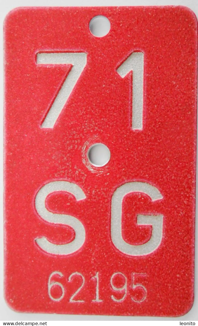 Velonummer St. Gallen SG 71 - Nummerplaten