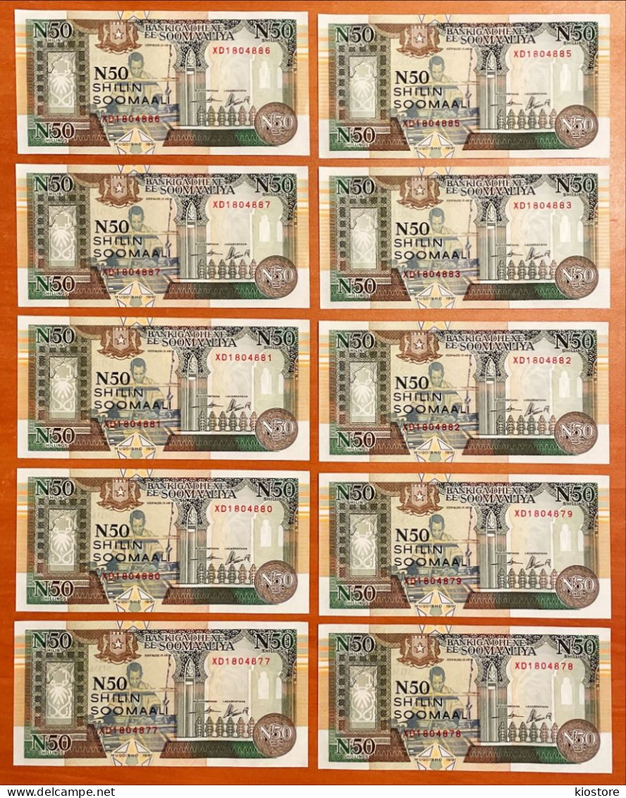 Somalia 50 Shilin 1991 Serial XD 10 Pcs Replacement UNC - Somalie