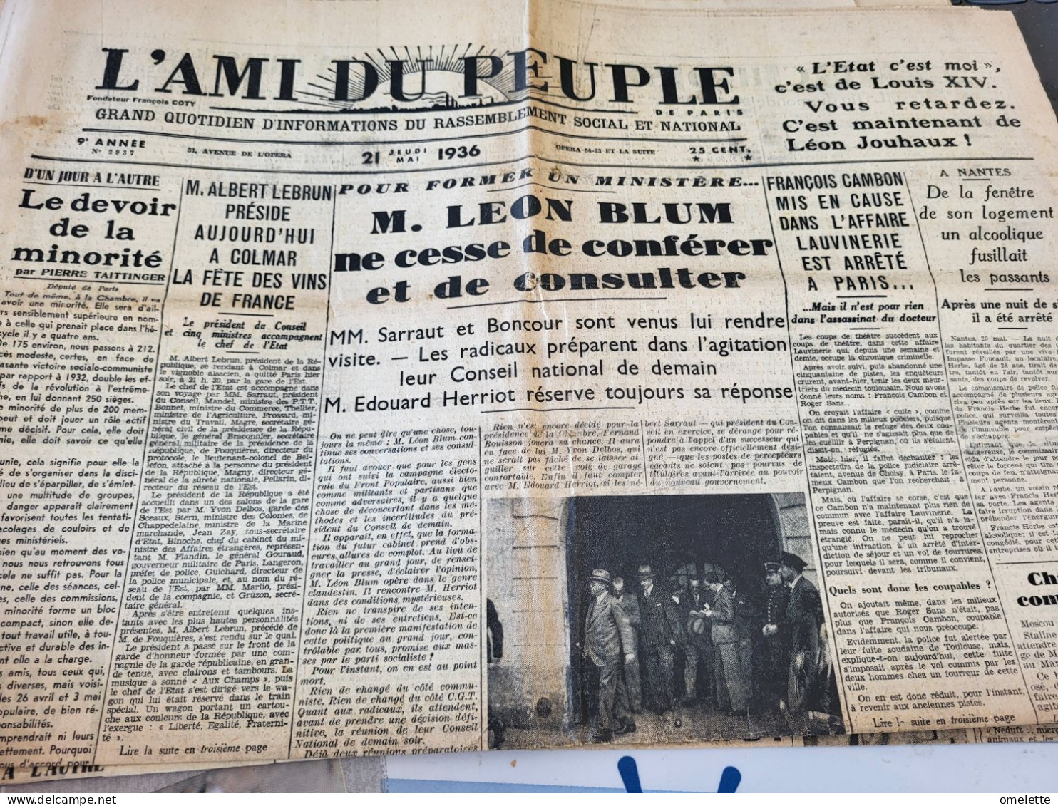 AMI PEUPLE 36/ BLUM CONSULTE LEGER BONCOUR /BERGERY FRONT POPULAIRE COLLABO /MAROC CASA PEYROUTON - Informations Générales