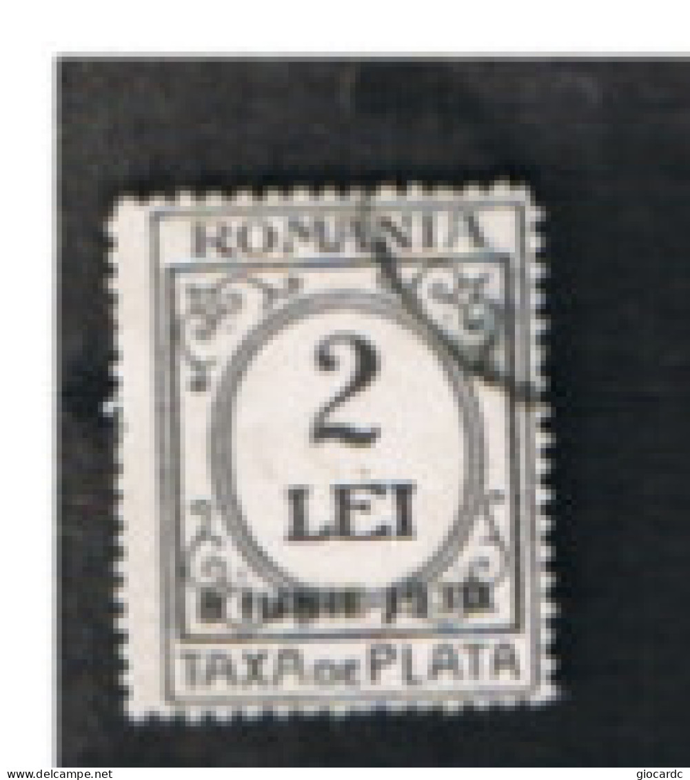 ROMANIA   - D1169  -  1930  POSTAGE DUE: WHITE PAPER 2 LEI OVERPRINTED 8 IUNIE 1930 - USED ° - Strafport