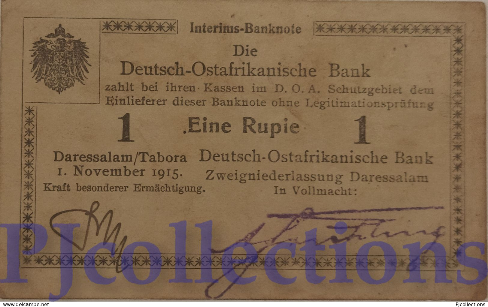 GERMAN EAST AFRICA 1 RUPIE 1915 PICK 9Ab XF - Deutsch-Ostafrikanische Bank