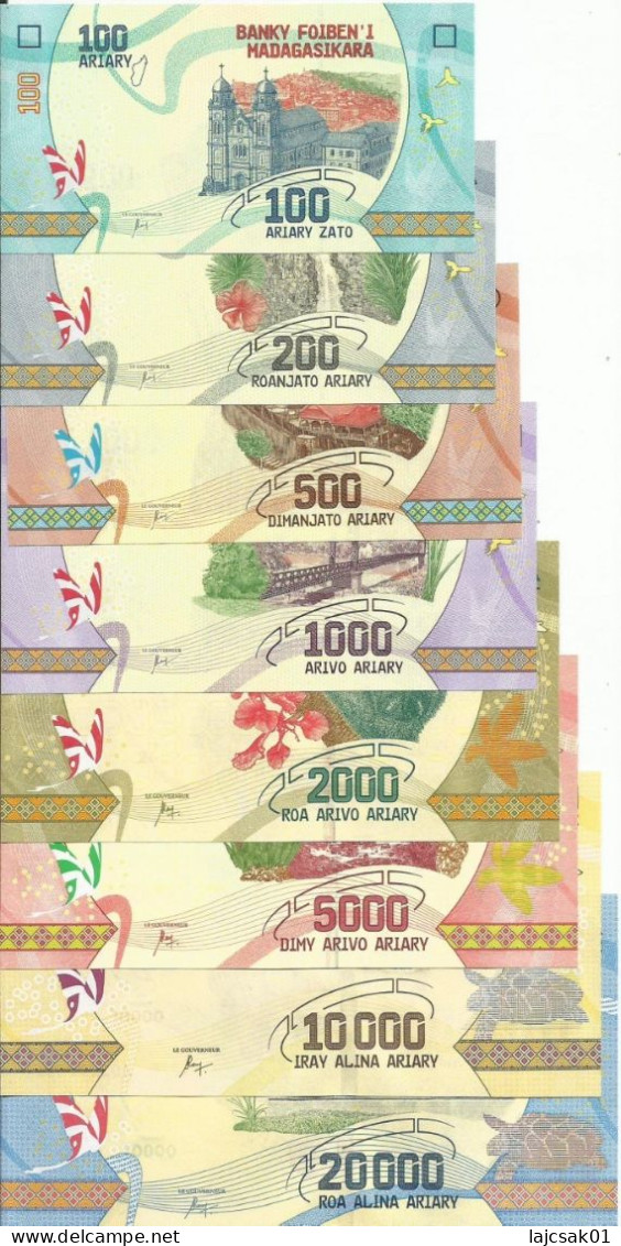 Madagascar 2017. Complete Set Of 8 Banknotes UNC FREE REGISTERED SHIPPING - Madagascar