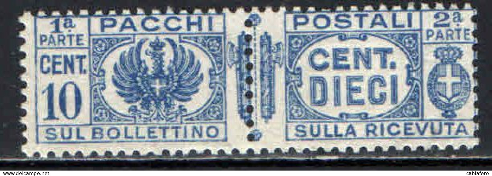 ITALIA REGNO - 1927 - AQUILA SABAUDA A SINISTRA E VALORI IN LETTERE A DESTRA CON FASCI AL CENTRO - 10 CENT. - MNH - Paketmarken