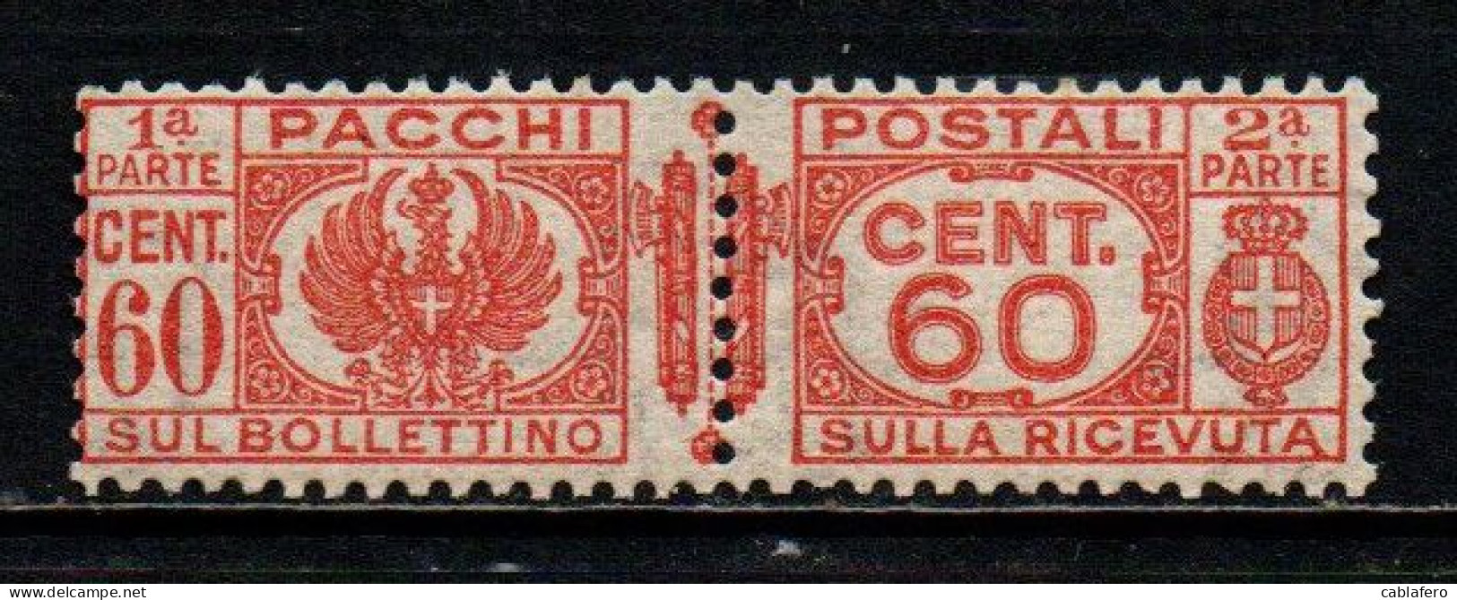 ITALIA REGNO - 1927 - AQUILA SABAUDA A SINISTRA E VALORI IN LETTERE A DESTRA CON FASCI AL CENTRO - 60 CENT. - MNH - Postal Parcels