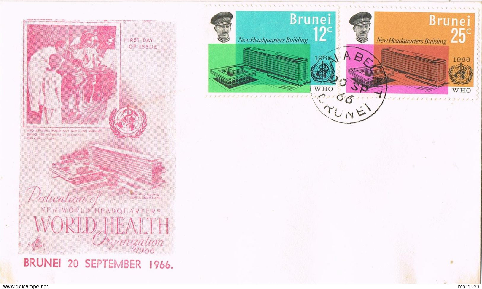 50229. Carta F.D.C. KUALA BELAIT ( Brunei) 1966, World Headquarters Building - Brunei (1984-...)