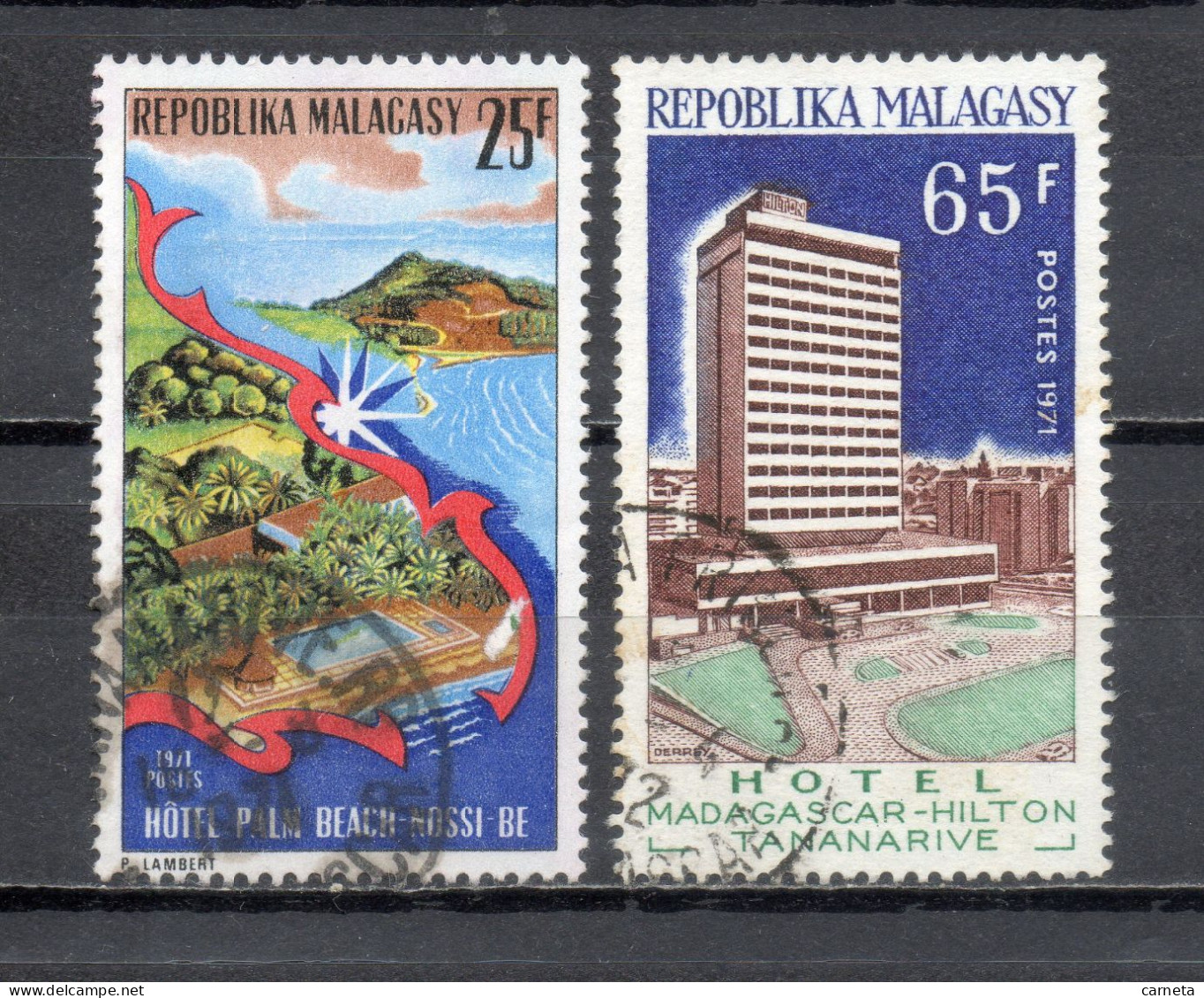 MADAGASCAR   N° 490 + 491    OBLITERES   COTE 0.80€    HOTEL - Madagascar (1960-...)