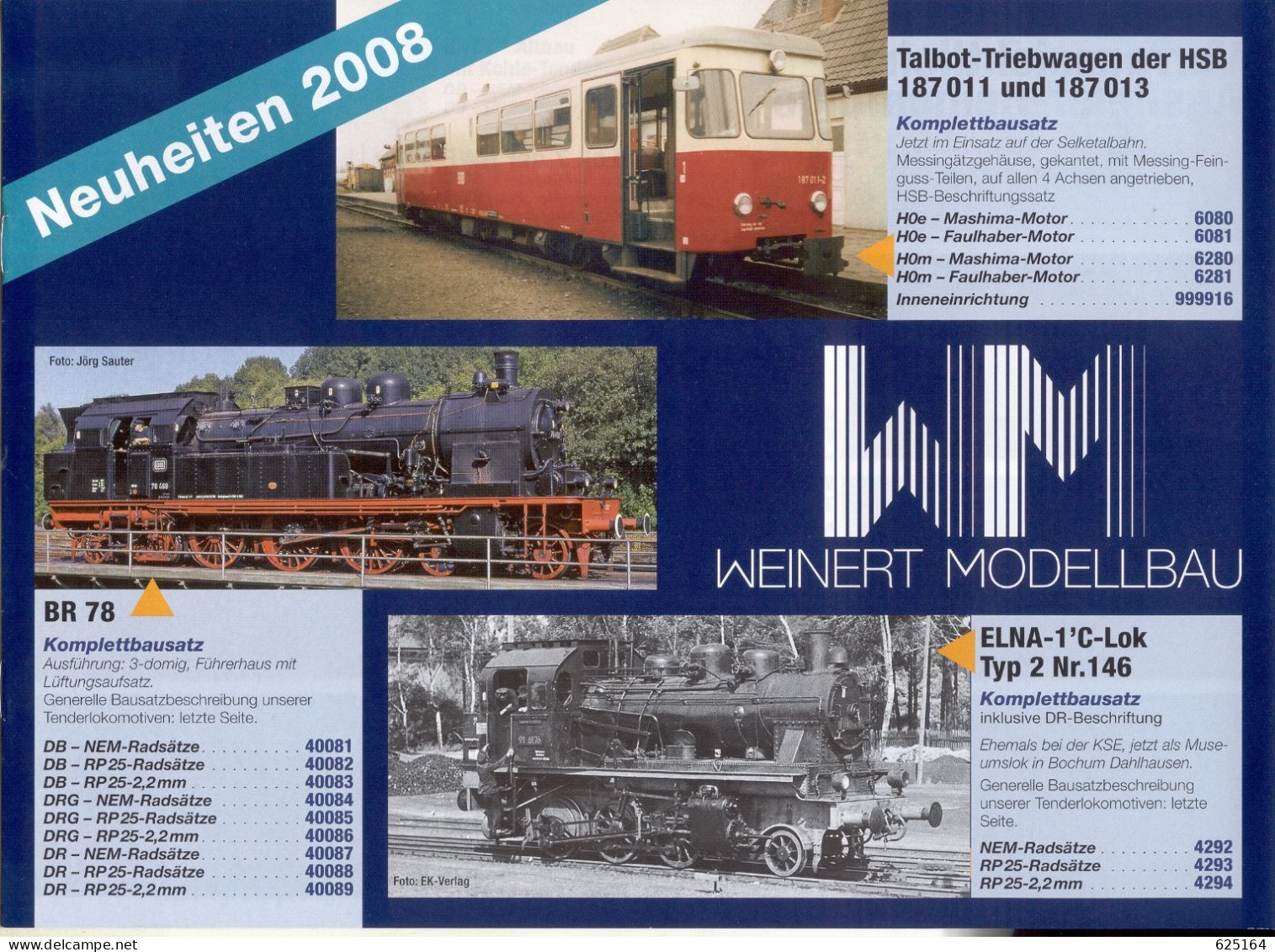 Catalogue WEINERT MODELLBAU 2008 Neuheiten Messing Bausatz Spur HO HOe HOm - German