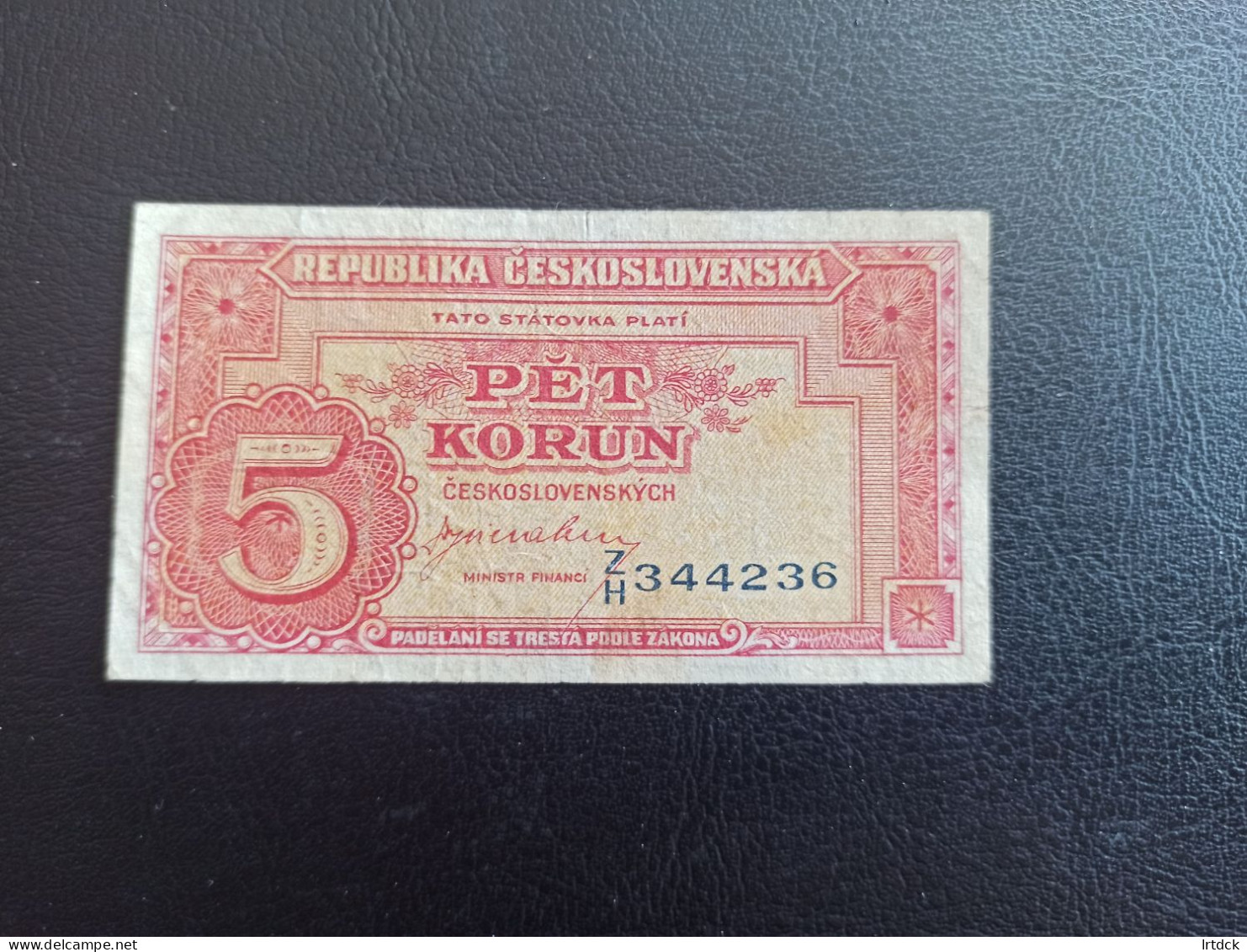 Tchecoslovaquie  Billet  5 Korun 1945 Tbe - Tchécoslovaquie